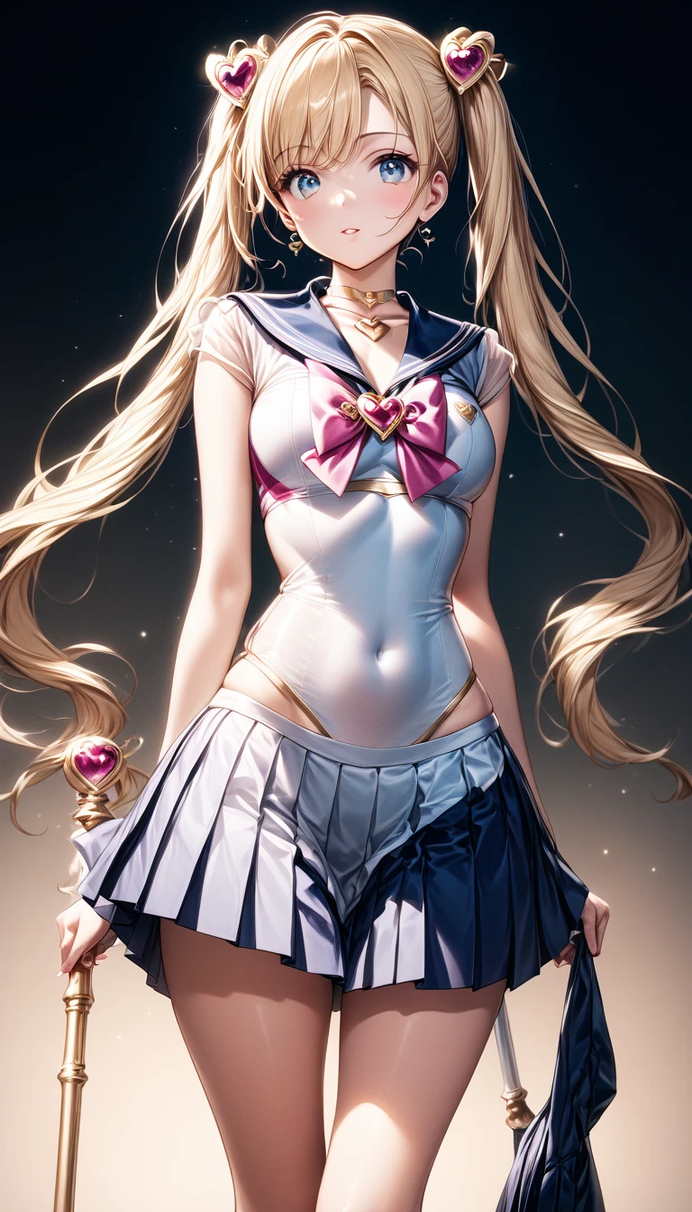 maximum see-through、toppless、crotch less、Big breasts emphasis、Nipple emphasis、Sleeping on your back、Legs wide open、A transparent rod is inserted 、A large amount of white liquid in the crotch、A large amount of white mucus in the crotch、((masutepiece)), (Best Quality), (ultra-detailliert), ((Very detailed)), 4K, (8K), Sailor Moon, Long Blonde Hair, double ponytails, Sailor Moon Aesthetics, toppless、crotch less、Ecstatic smile,The whole body is covered in cloudy liquid、maximum shame expression、