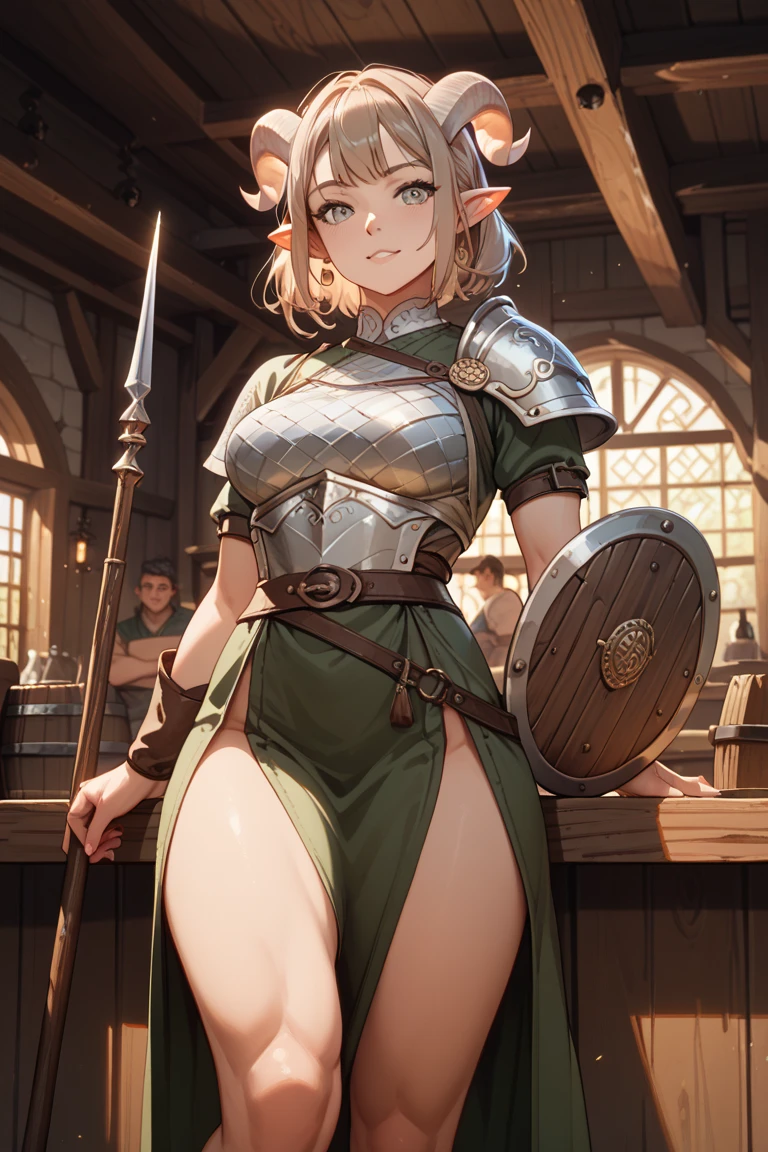 masterpiece, ultra-detailed, best quality, extremely detailed, 8K, high res, realistic, 1girl, 18yo, beautiful girl,BREAK,(Armor:1.8),(blush:1.5),BREAK,(Navel exposed:1.4),With a sword and shield,Feather,