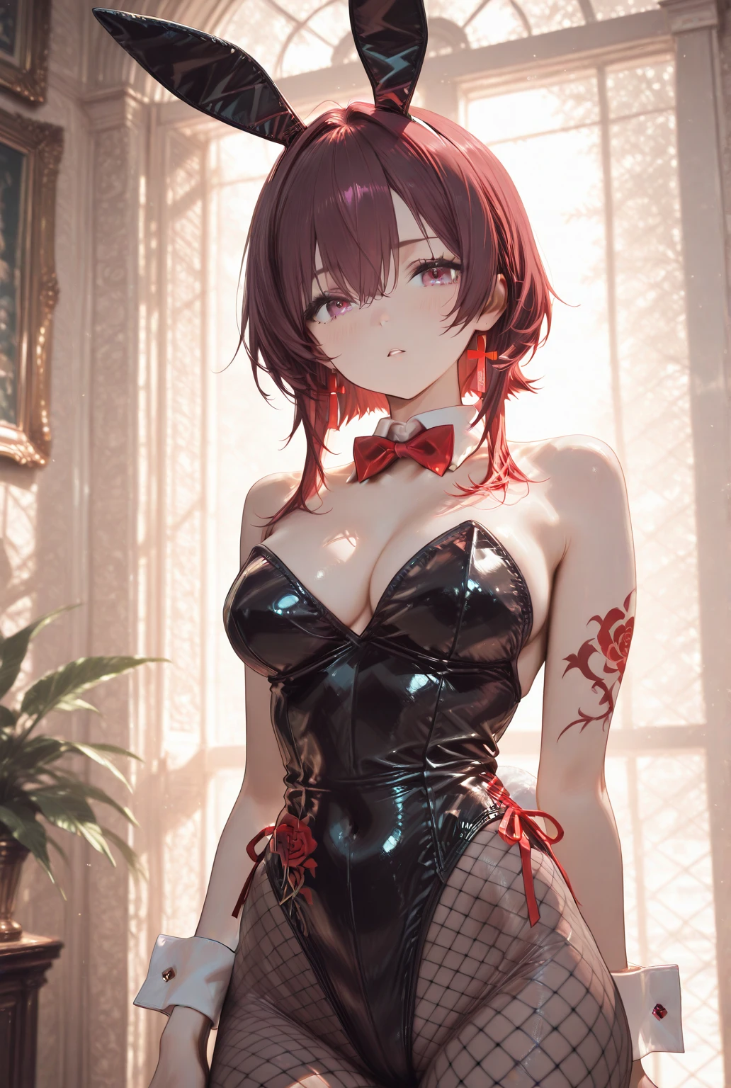 1girl, \(masterpice:1.3\), highres, high-detailed, high quality, \(solo\), 4k, cg, pixiv, \(perfect face and eyes\), detailed face, dynamic light,  intense shadows, intricate_details, <lora:more_details:0.5>, <lyco:GoodHands-beta2:1>,  <lora:chainsawmakima:0.7>,  makima, long hair, smile, bangs, (small breasts:1.2), (yellow eyes:1.2), braid, red hair, braided ponytail, ringed eyes, room, sexy, sensual, (modeling pose)