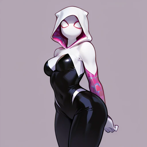 Masterpiece , best quality , Masterpiece , best quality , Spider Gwen , 1 woman, mask , Leotard , abdomen , ??????????? , Long legs , Lie down on the floor. , Spread your legs , canvas shoes , alley