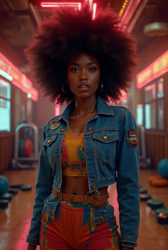 Make a rhythmic mandelão funk cover,with clowns and weapons in the background and written,dj natalina e mc king