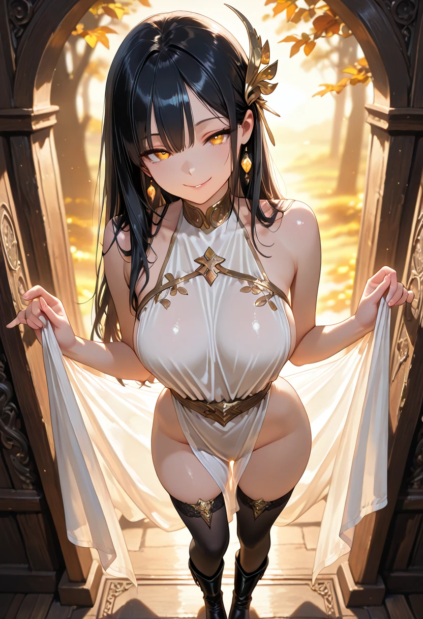 Kujou Sara | genshin impact, master-piece, bestquality, 1girls,25 years old, proportional body, gigantic breasts, proportional., Wedding Dresses, White Wedding Dress, Long skirt, wedding, ,bara, Standing in the middle of a flower garden, outdoor, wedding, The sky is beautiful, In a paradise of love and happiness.........................., The bride wears a Japanese dress and a  smile.........................., The passage of time stops at theirs.........................., On this wedding day of love and happiness.........................., Bright and beautiful flowers, Holding it in her hands symbolizes the envelopment of love.........................., Love and friendship through the transmission of flowers, In a paradise of love and happiness.........................., A bride in a yukata wearing a masika.........................., It is a form of beauty and elegance.........................., Show your spouse your heart........................., In a paradise of love and happiness.........................., Kochikugisa is the tree of new beginnings.........................., And their love and affection......................., And suck a lot of love.........................., Flowers represent love and peace.........................., In a paradise of love and happiness.........................., View viewers from the front., Thigh strap, Head tilt, bored, 10, 10, HD, slight smile,