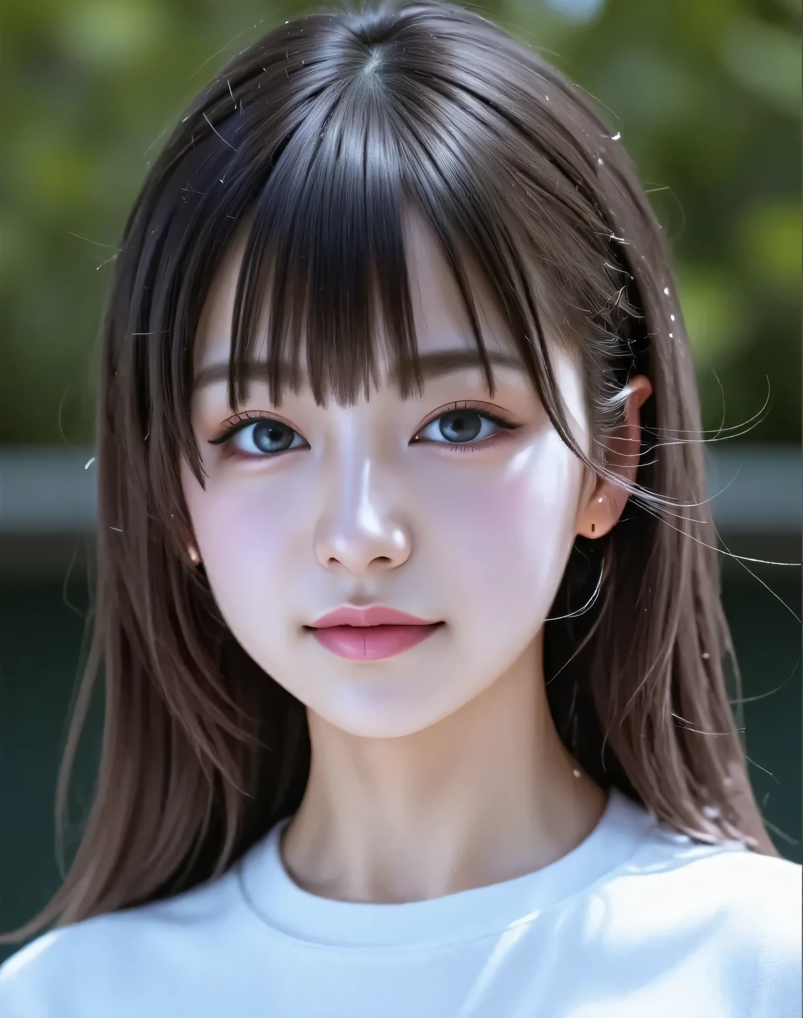 (Highest quality:1.4),(masterpiece:1.4),(Realistic:1.4),(Realistic:1.2),(超High resolution, RAW Photos:1.4),(High resolution, Very detailed:1.2),(8K:1.2),(Cinematography),,{{small breasts:single high school girl:Smile Yang:18age::(big double eyelids):(mascara):(red cheek):(Straight bangs}:{straight,short , hair: my hair},{pale skin}