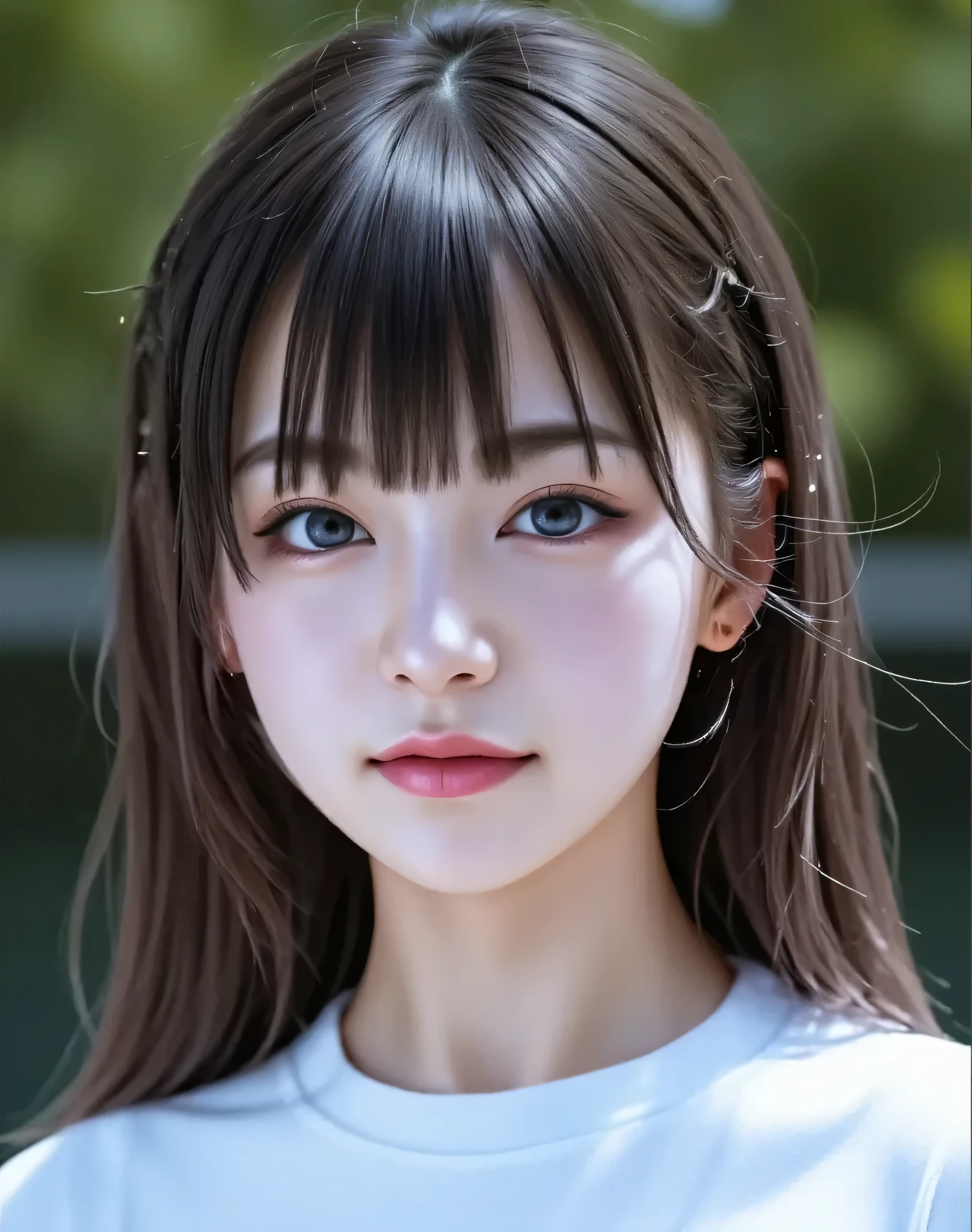 (Highest quality:1.4),(masterpiece:1.4),(Realistic:1.4),(Realistic:1.2),(超High resolution, RAW Photos:1.4),(High resolution, Very detailed:1.2),(8K:1.2),(Cinematography),,{{small breasts:single high school girl:Smile Yang:18age::(big double eyelids):(mascara):(red cheek):(Straight bangs}:{straight,short , hair: my hair},{pale skin}