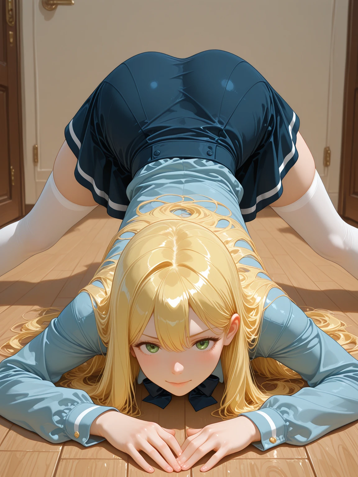 Beautiful 11 ​​year old Russian girl, long blonde hair, blue eyes, nice legs, being abused by several adult men on the bus