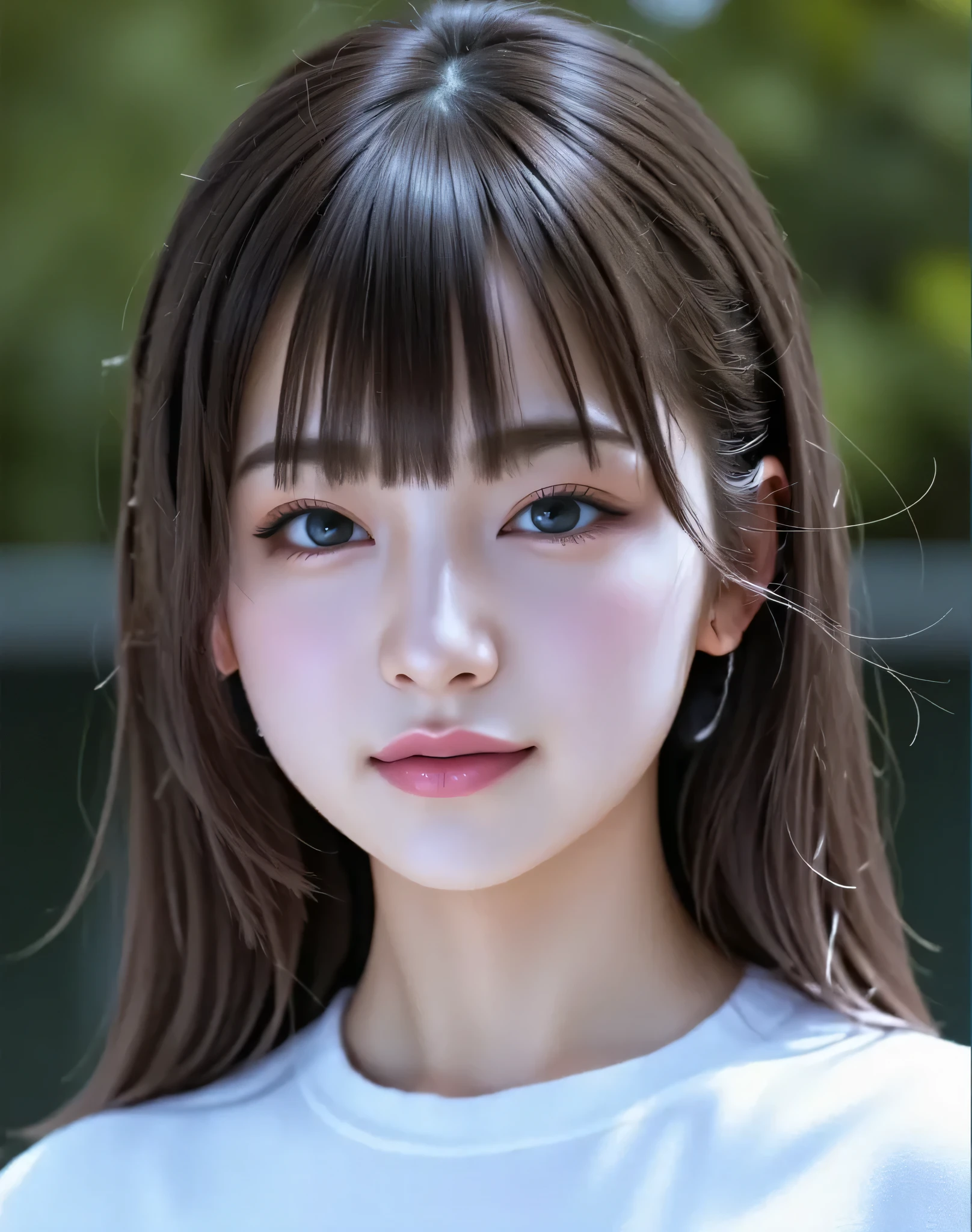 (Highest quality:1.4),(masterpiece:1.4),(Realistic:1.4),{{Small breasted high school student:Smile Yang:18age::(big double eyelids):(mascara):{long lashes}}:(red cheek):(Before My Hair Strikes}:{straight,My hair is short :princess cut},{Mini white ,earrings}