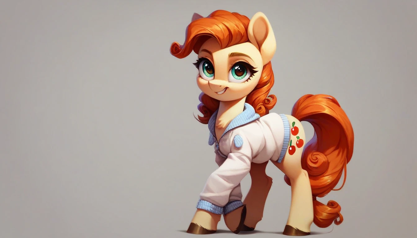 (((man:1.4))), ((my little pony)), detailed eyes, big perky butt, (voluptuous medium-large breasts), heart on butt, (glossy body:1.3), ((pose from  journal:1.3)), (((casual  wear))), behind view, modest bob cut, slutty, ()