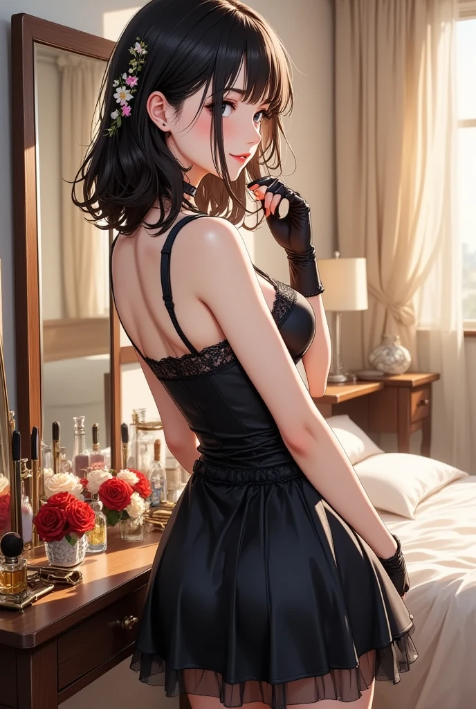 ???? girl sitting showing her ?????????, ((???????)), ???? ?????????, sheer pantyhose, long stockings, skirt, shorts, cityscape, ((detailed face)), blush, (detailed eyes), detailed, ((detailed hands)).