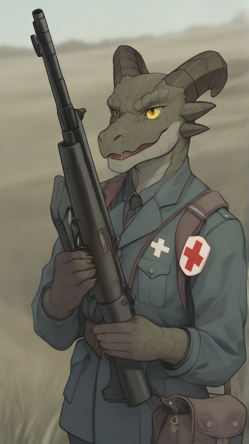 Solo, standing, female, in a destroied forest, ww1ger, looking straight at the viewer, 1000 yard stare, shark, body covered in dirt, sweat, tired, ((miserable)), slightly torn clothes, small belly, eye bags, brown eye, ,  outline, bald, day, dramatic lighting, thicc body, thicc thighs, huge ,