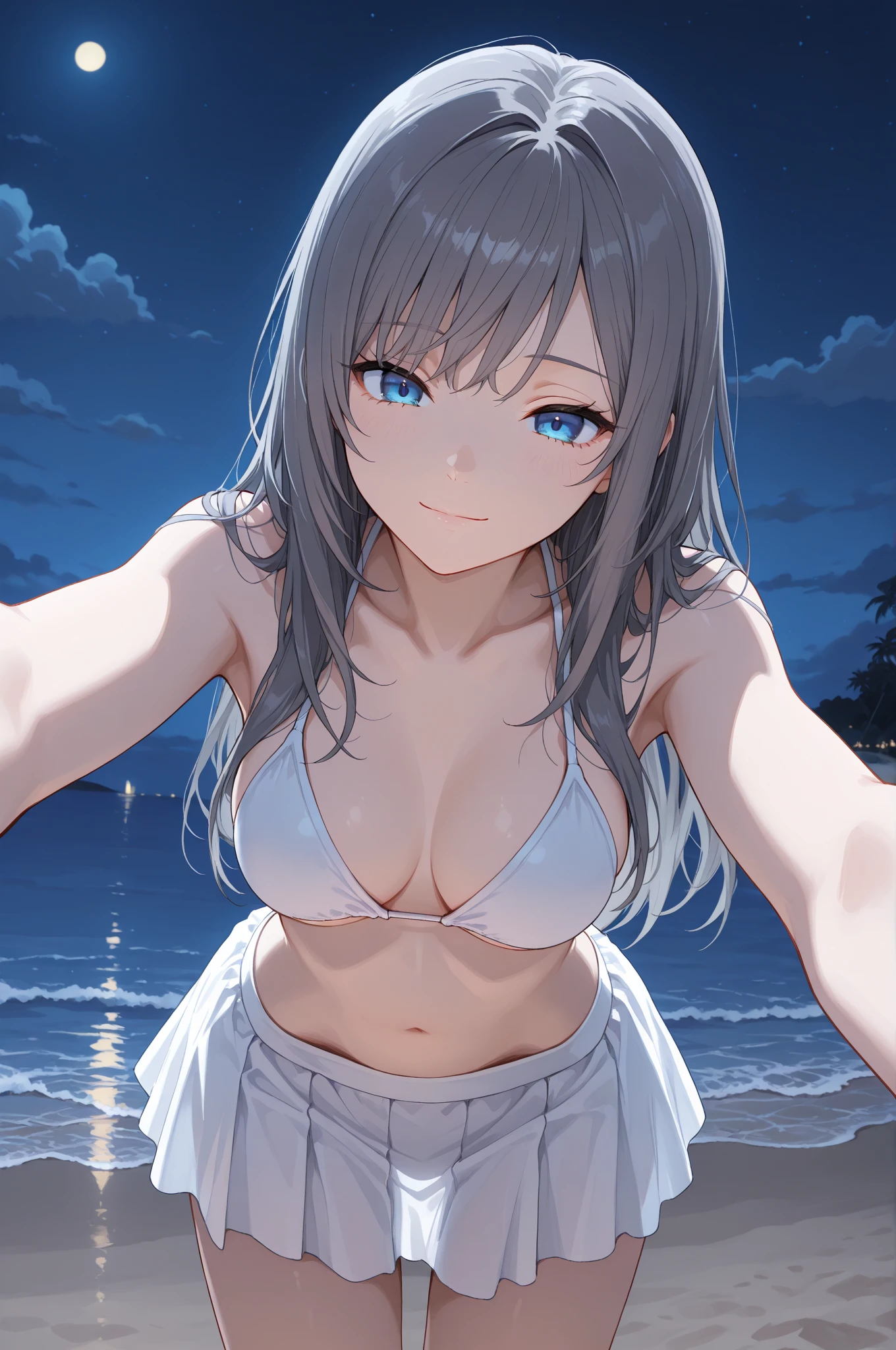  beauty with big  stands（Photographing a beautiful woman's whole body）（The beautiful woman makes an embarrassed face）（Completely ）