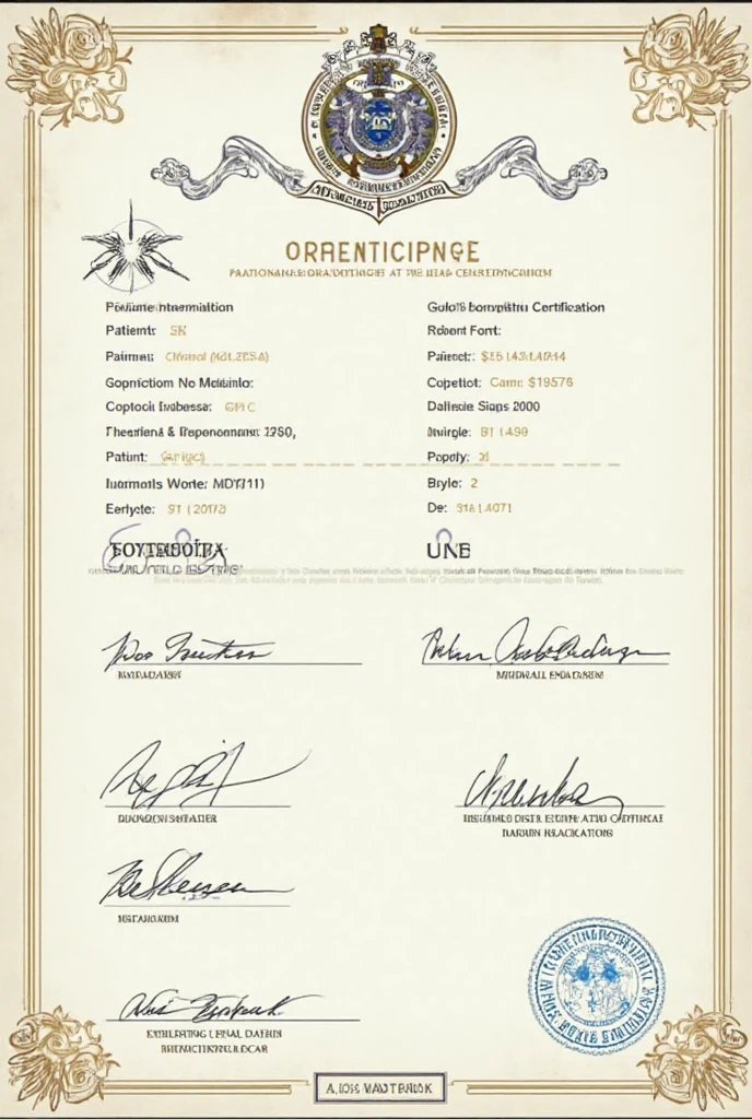 I want you to create a medical certificate for me like the one from the “APM” with a watermark 