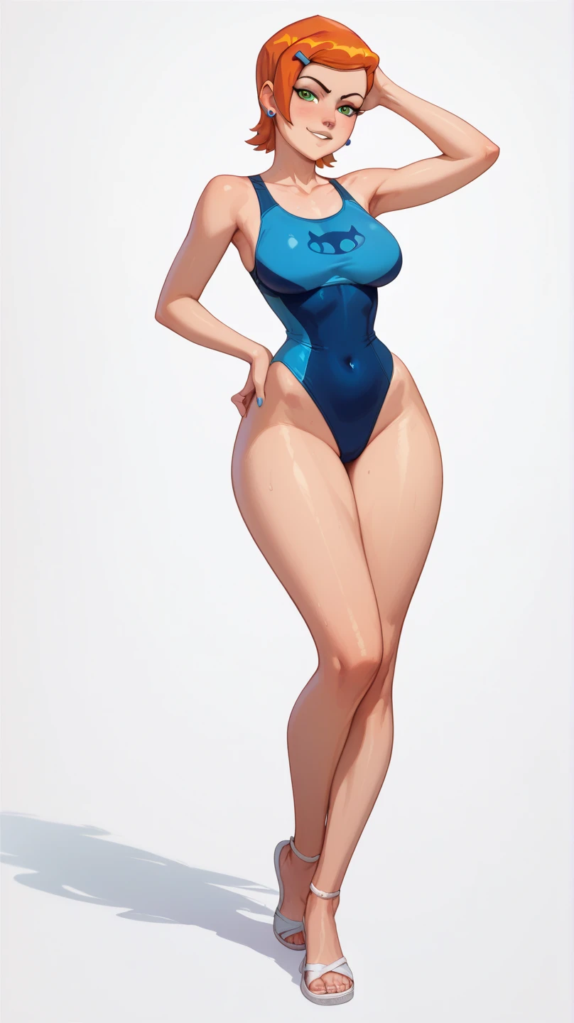 Portrait of full body woman with , short curly hair, glasses, hazel eyes, light brunette teas with , , Masterpiece, beautiful face and big  