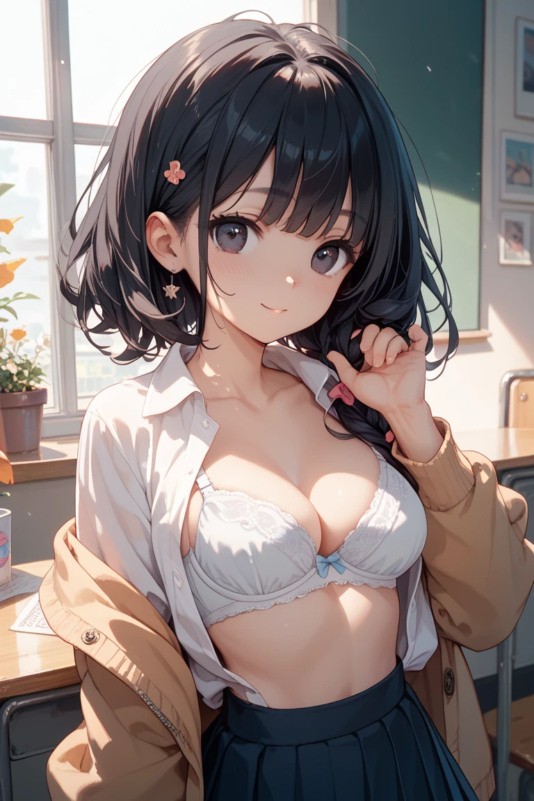 体育倉庫室で青い長袖tracksuit in schoolを脱ぐExpose狂の女, blush, ((Expose, shame, ,  Bra, transformation))
