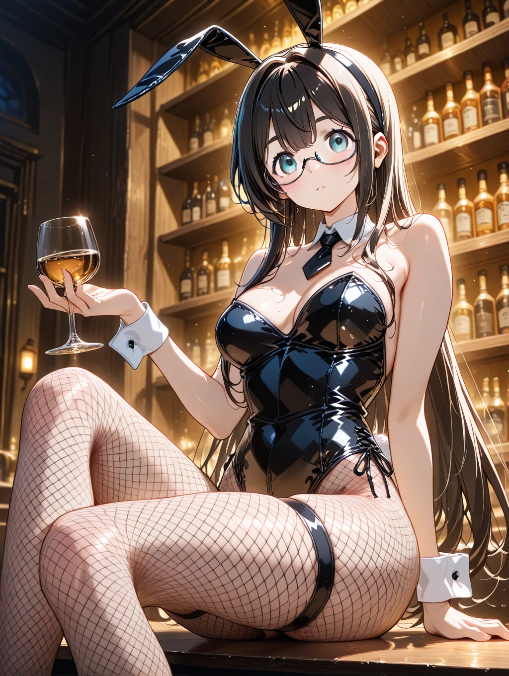 超A high resolution, nffsw, Best aesthetic, Best Quality, masutepiece, Detailed face,(Tiger in the eye), Beautiful eyes, 1 girl, Transverse breasts, Drunk, Solo, menacing pose, Ultra-detailed, Playing.Drinking beer