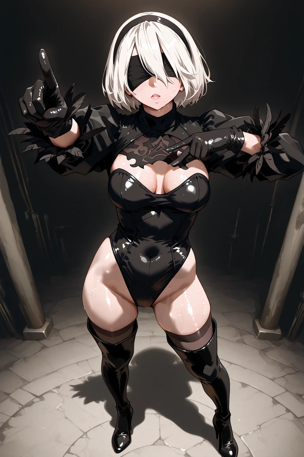 Blindfolded with black cloth,blind fold