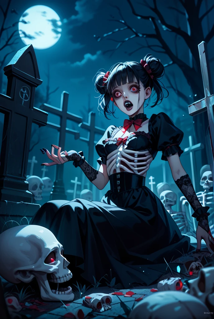 (best quality), (top quality), (realistic photo), (real photo), (full body), (dark) dark doll ripping out her own heart, dirty with blood.