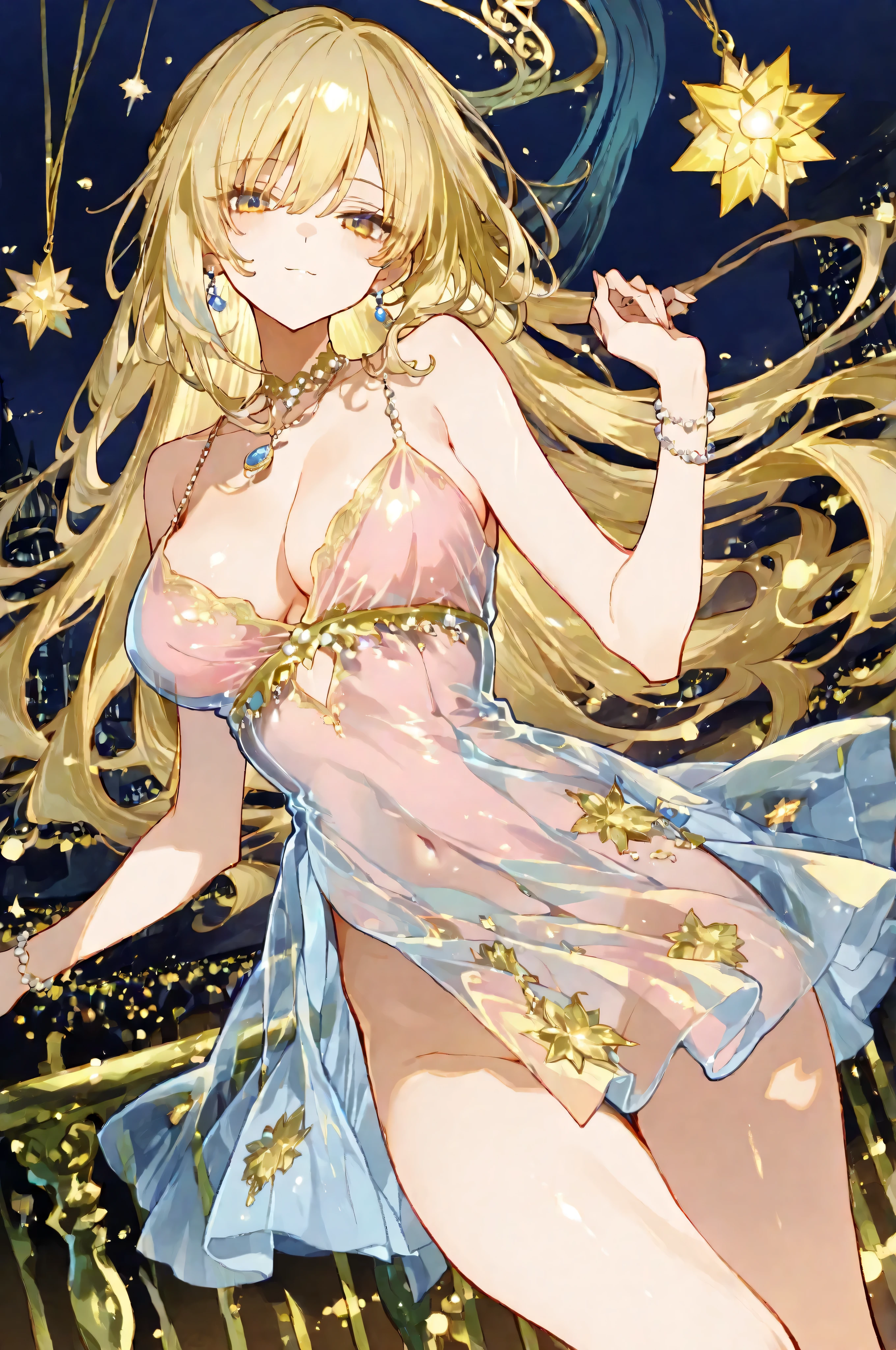 dance parties　many people dancing　lavish decorations　beautiful girl　deep cleavage　縦に開いた胸元　beautiful sexy (transparent dress:1.9)　no bra　no panties　Open Chest