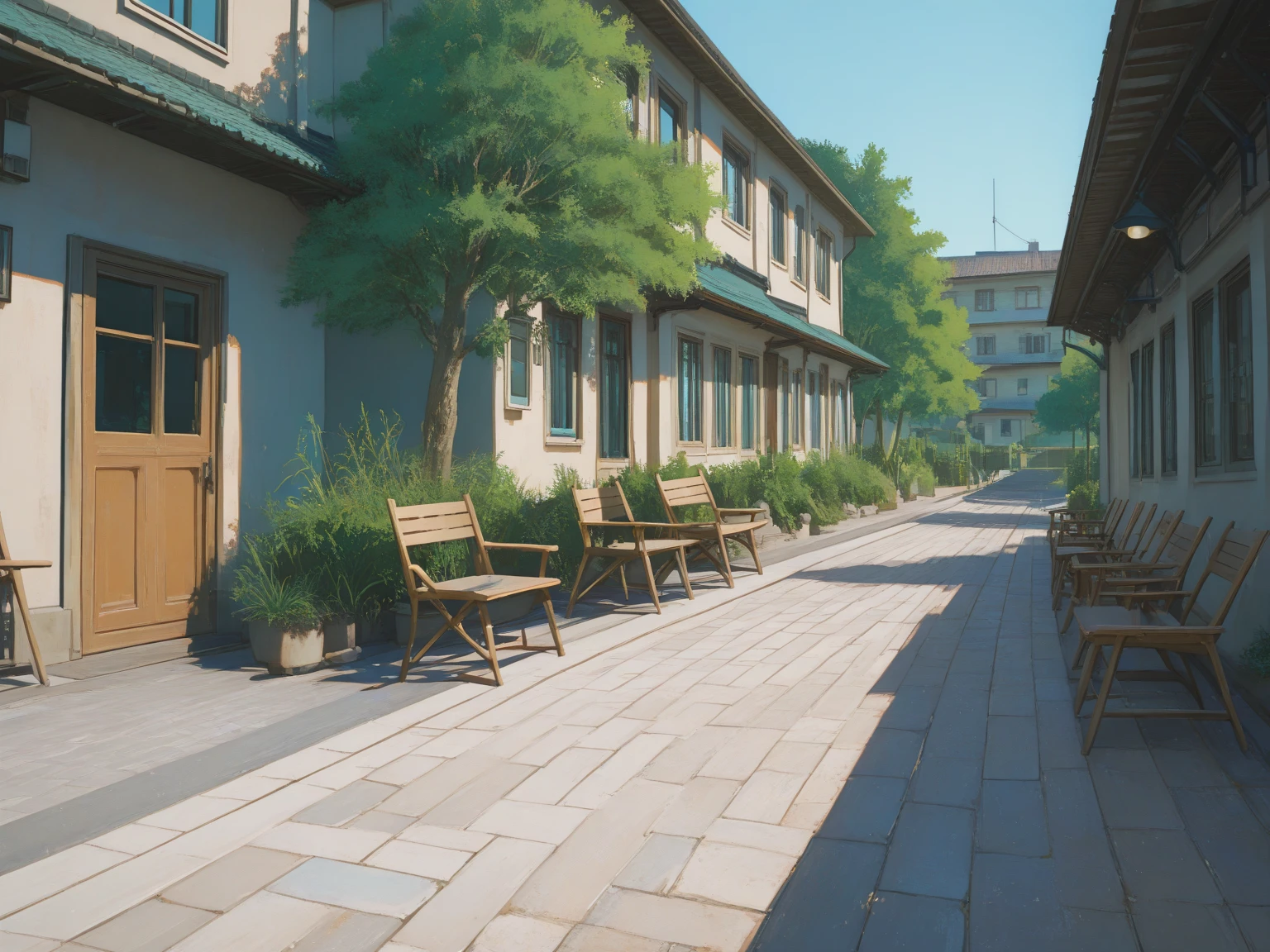 trees and shrubs in a park with a pavilion in the background, with a park in the back ground, school courtyard, park in background, in marijuanas gardens, with a park in the background, parks and public space, centre image, peaceful environment, parks and gardens, beautiful image, park landscape, a park, ground level view, ground view, green spaces