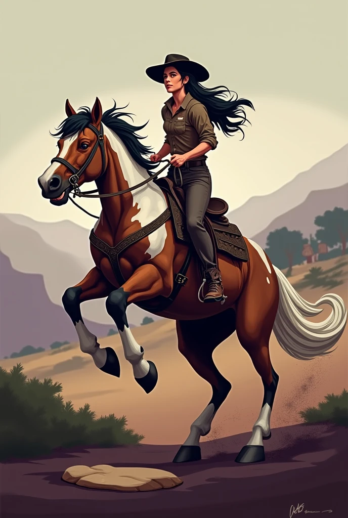 ((best quality)), ((masterpiece)), (detailed), (1girl, dark skinned, riding horse, , )
(Big shire horse, big bum). open meadow 