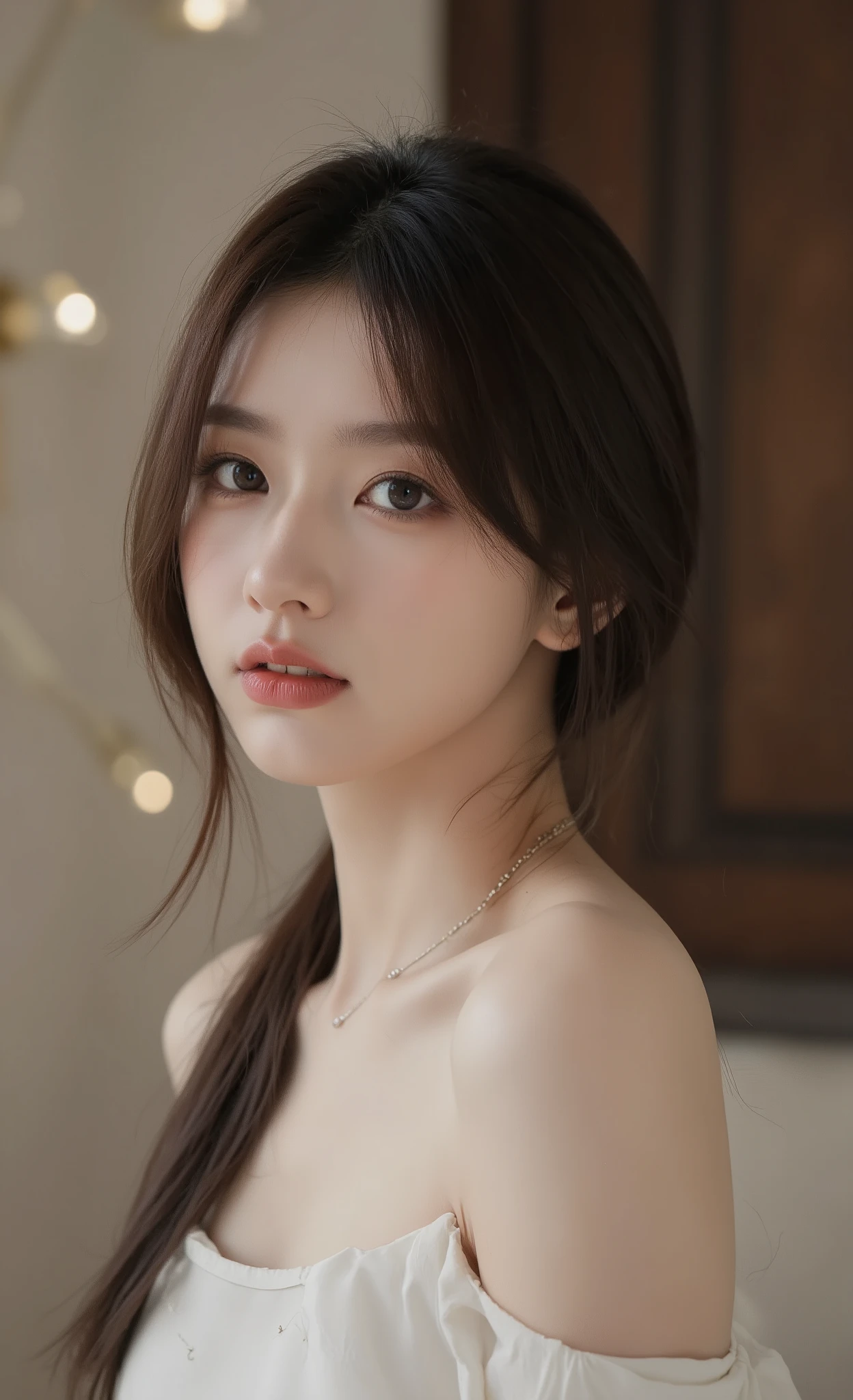 傑作, 8k, 最高品質, detail, ハイレゾリューション, デジタル写真, ウルトラディテール, フォトリアリスティック 3/魅惑的な女性の香水調合師の4つの視点の肖像画、秘密の運河の浮遊市場の実験室にて, DSLRカメラと50mm fを使用して撮影/1.6つのレンズが美しい水面のボケ効果を生み出す, 銀粒子の混じった暗い瞳と神秘的な表情を持つ魅惑的な女性が、吸い込むと隠された真実を明かす香りを創り出す, 優雅な手が、クリスタルのドロッパーボトルから希少な精油を重ね合わせ、複雑な香りの物語を紡ぐ, 銀糸で刺繍された分子構造の複雑なパターンが施された藍染めのドレスを着て、シグネチャーの香りを含む骨董の香水瓶のペンダントを身に付けている, 天井から吊るされたガラスの蒸留器が朝露を集める特定の花々に囲まれた、改造された伝統的な船に浮かぶ実験室に囲まれている, 壁には、化学的特性ではなく、感情的反応に基づいて整理された成分が並ぶ, エフェメラルな香りを捉えるための専門的な装置 - 砂漠の砂への初めての雨, 雷に打たれたオーク, 百年草の最後の息吹, 何世代にもわたる香りの魔女たちから受け継がれた、禁断の香り組み合わせが記された手書きの魔法の書, 小さな船に乗った好奇心旺盛な地元の人々が、希少な成分を癒しの香りと交換に提供する, 霧に包まれた水面が実験室と外の世界の間に神秘的な境界線を作り出す, 黄金時間の照明が、文化的な真正性を維持しつつ、創造の変容的瞬間を強調する、巨乳、オフショルダー