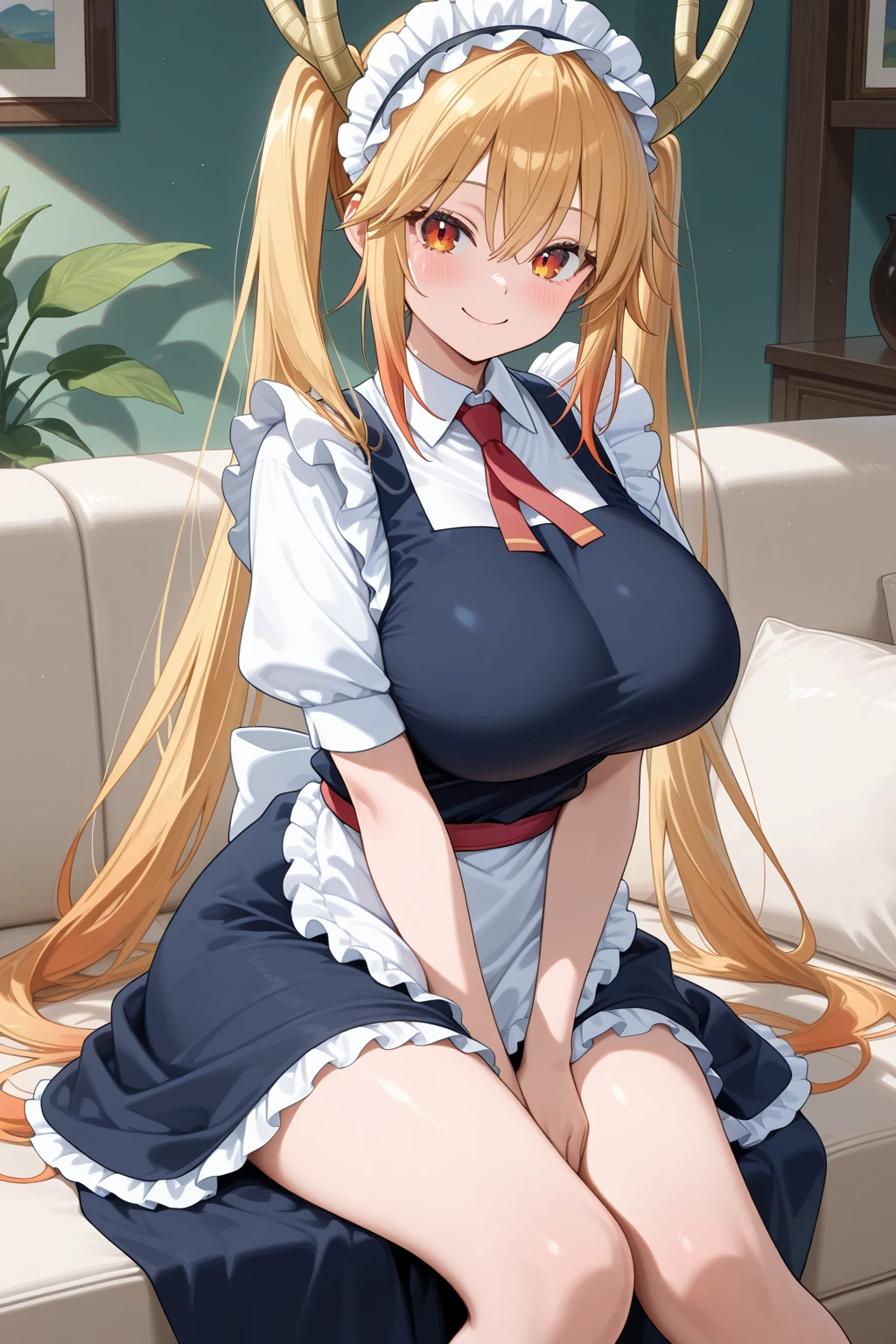 (masterpiece:1.2), (highest quality:1.2), Portrait、Curvy but slender body, perfect eyes, perfect face, perfect lighting, 1 girl, long hair, curly hair, fine clothes, detailed outdoor background, compensate, eye shadow, thick eyelashes, fantasy, (maid)、whole body，alice in wonderland、Bright and beautiful face、young shiny glossy white shiny skin、the best beauty、the most beautiful bright blonde hair in the world、thin hair、super long straight hair、Shining beautiful bangs、Shining crystal clear big blue eyes、Very beautiful lovely 17 year old most beautiful girl in the world、big and full breasts、tits、、a  excited look、spread your 、((She shyly lifts her skirt to show her 、 dripping from 、I'm inviting you to have ))