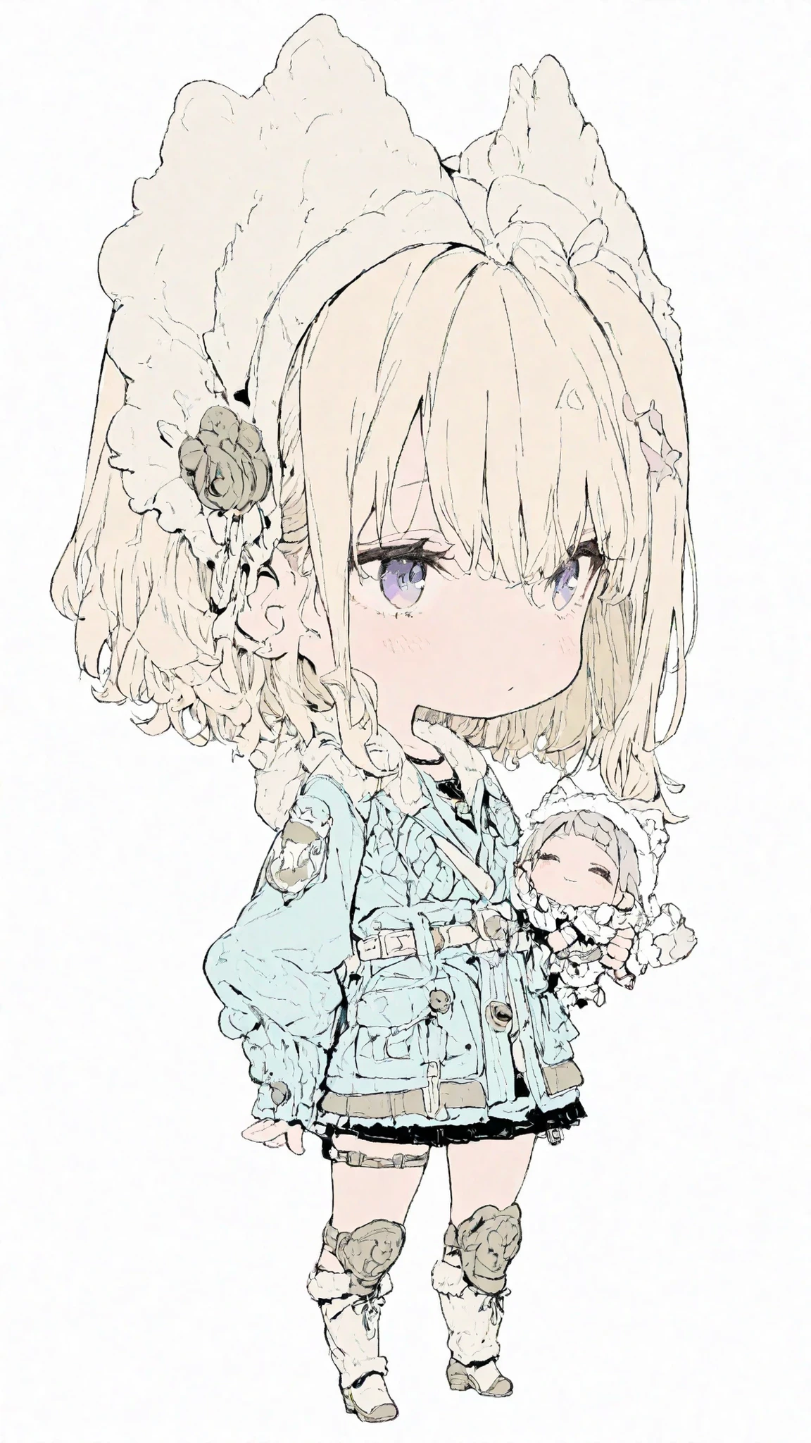 flat art, FLAT COLOR,Denki Style 3,1 girl,chibi