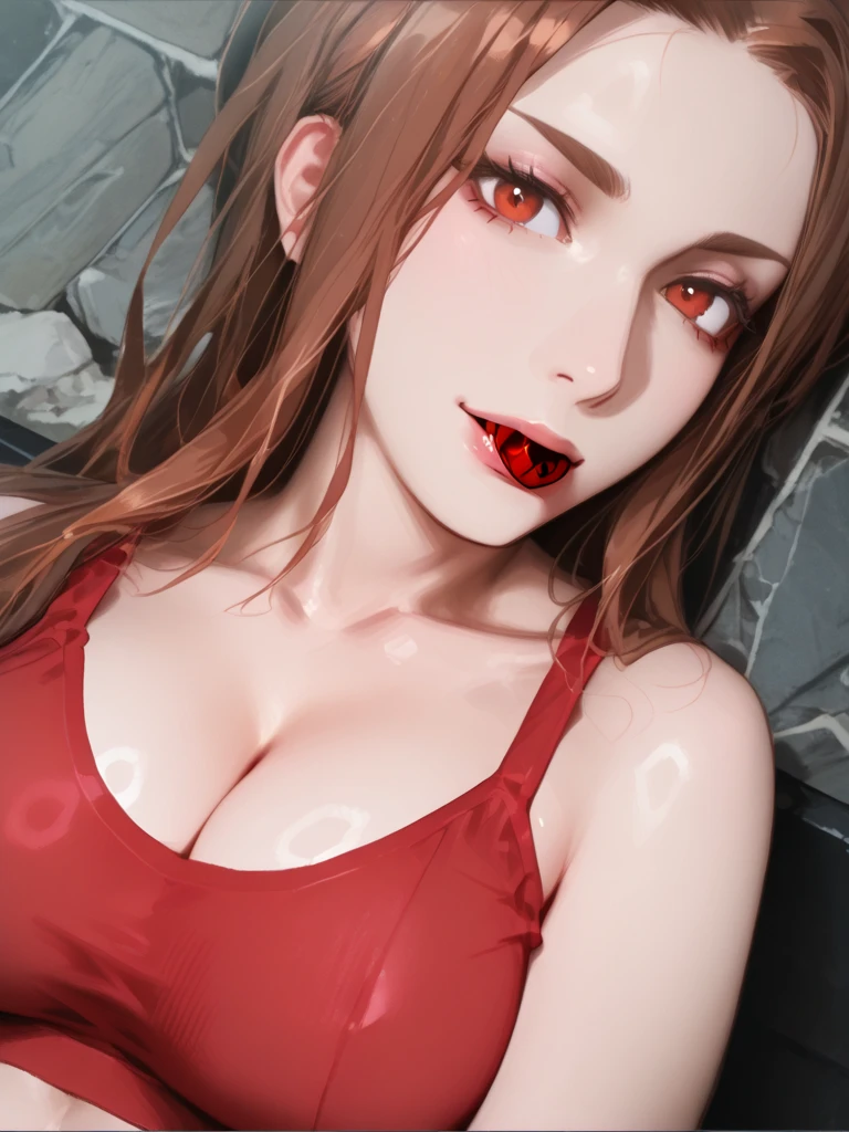 tmasterpiece， High- sharpness， high high quality， Detailed face， detailed body render， 1girll，Beds ， Dark lips，  ，No ， breasts out， Be red in the face， （In the bedroom），Full body photo， face，Mouth open，Very detailed photo of a woman in a scarlet unzipped jacket，Elizabeth Olsen，8K  UHD，RAW photography，model shoot，cabellos largos dorados，tentaculata