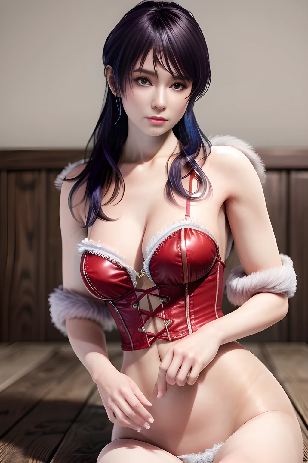 (masterpiece, best quality, extremely detailed 8k, ultra hd, ultra-detailed, highly detailed, highly realistic, ultra-realistic, photo realistic), (1girl:1.5), (detailed realistic skin), (realistic big breasts), (natural pink lipstick), slender abs,