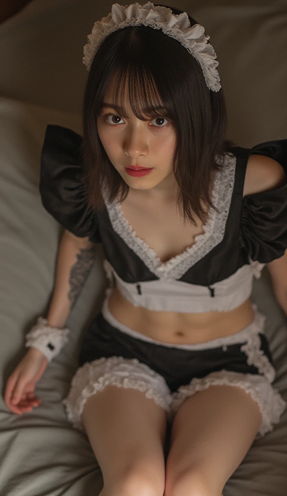 Professional photography, (Tabletop:1.2), (Realistic:1.2), Ultra-high resolution,Detailed focus:1.3,(Highest quality), (Detailed skin:1.3), (Intricate details), shot,One Girl,Japanese ,solo,(((Pink clothes,Black pleated skirt,Black socks))) Twin tails, Twin Loop Hair, Parted bangs, In the bed in the bedroom,((Sleep on your back:1.4)),(Spread your legs:1.4),Spread your legs:1.4 ,Put your hands behind your head,Light blue ,View your viewers, (Laughter:1.3),((((Low position shot:1.3)))),( close up:1.35)