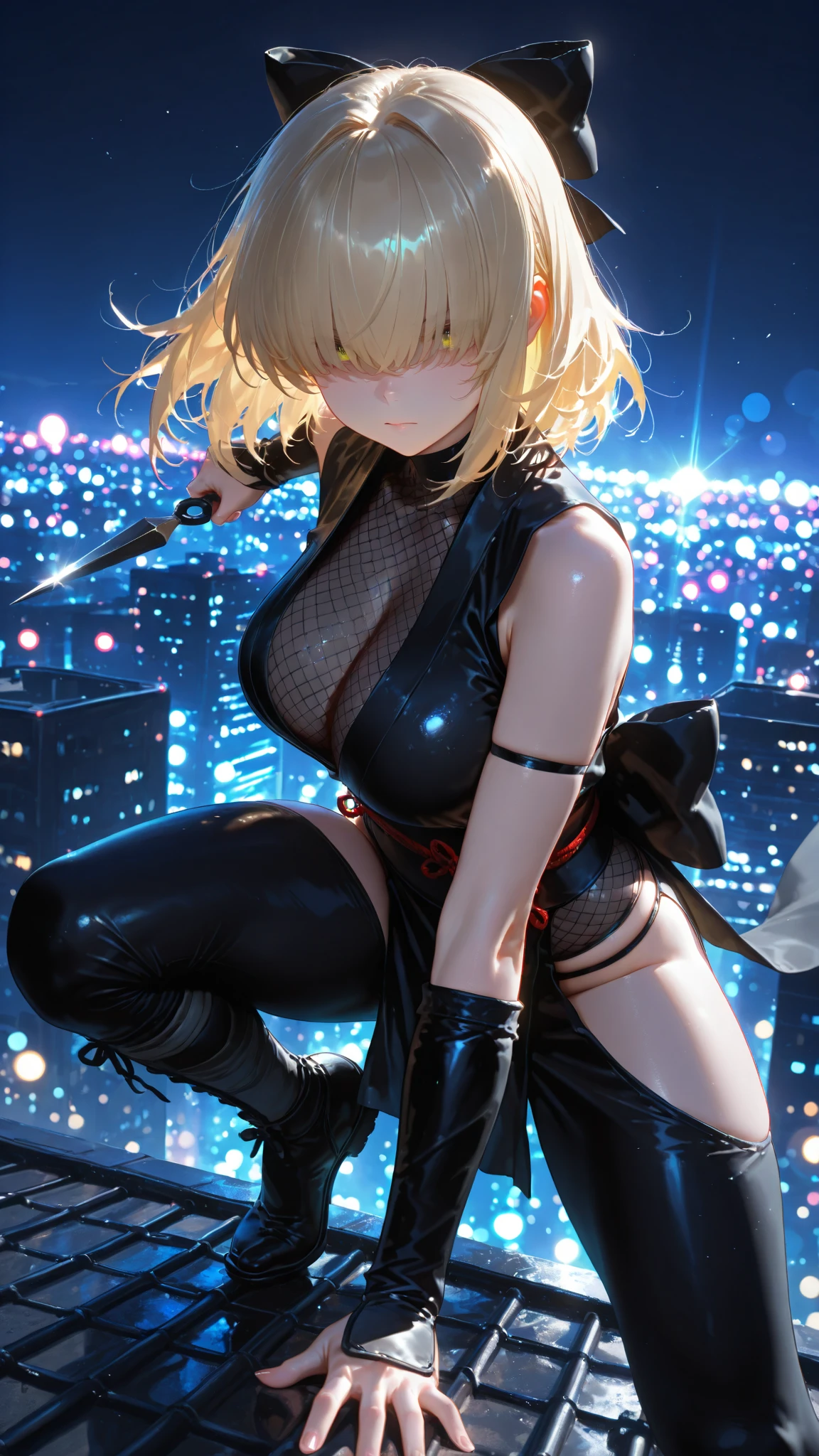 1girl,solo,amane misa, death note,super detailed skin,shiny  skin,expressionless,lips gloss,blonde hair,twintails,Goth,punk, necklace ,zettai ryouiki,medium breasts,night city,dynamic angle,masterpiece,best quality,ultra detailed,high resolution,sharp focus,depth of field,