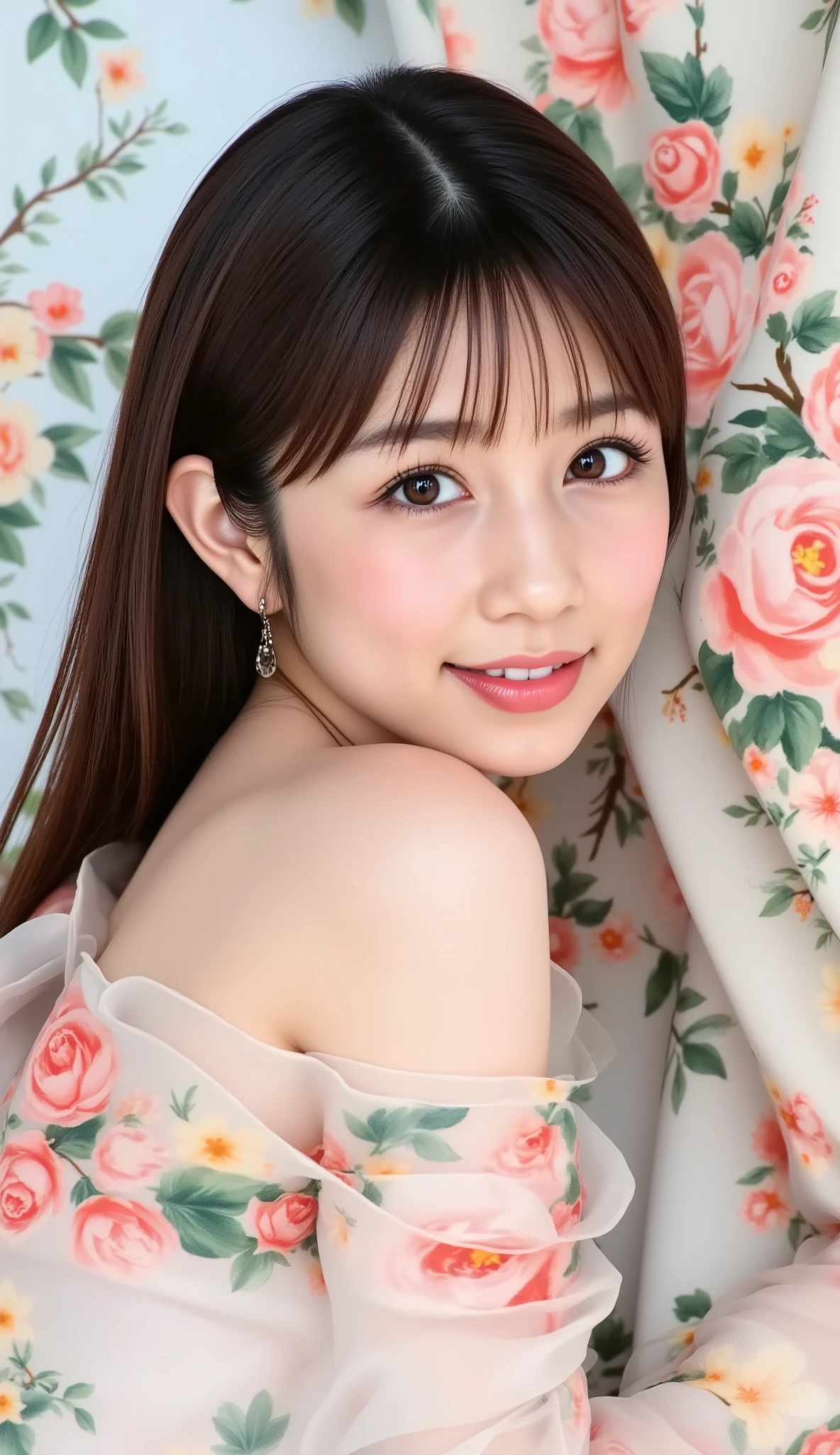 (((petite woman)))、(((japanese:1.3)))、masterpiece、High Quality、high image quality、High Resolution、8k、 anatomically perfect face、with the muzzle facing up、looks like a model、Fantastic flower life、(((, she has a smile or an enchanting smile:1.3)))、Beautifully manicured eyebrows 、incredibly detailed irises、Beautiful Tall Nose、sexy thick lips、brown long hair、Wet white skin、woman lying on her back、(((small breasts、big areolas、、、tight waist、sexy hips:1.5)))、(((Large flower crown:1.2)))、(((petals spread out without gaps are colored:1.5)))、(((Colorful Flowers々 beautifully drawn face 、Gentle pink flowers、flowers with a strong presence、clear blue flowers、Red blaze flowers、benevolent purple flowers、pure white flower :1.5)))、(((Blooming Flowers々々:1.5)))、(((Storm of Flowers:1.5)))、(((cluster of flowers:1.5)))、(((flowers painted on a naked woman's body々subtly placed:1.5)))、(((Precisely rendered fresh flowers:1.5)))、(((floating flowers々:1.5)))、(((豪華にBlooming Flowers々々Surrounded by)))、(((— — beautiful big butterfly々:1.4)))、(((flower garden background or white silk cloth or blue sky above clouds:1.3)))、(((fantasy art)))、(((avant-garde flower art)))、(((large flower:1.5)))、(((Fantastic flower life)))、(((bird's-eye view、she's staring at the camera at her best:1.5)))、(((calm expression、Body painting with flowers on the cheeks:1.5)))、(((flowers spreading like veins々:1.5)))、、、、masterpiece、超High Quality、超High Resolution、Super Resolution Synthetic Texture、16 kg、Realistic、(((realistic on pho:1.3)))、(((Ultra Precise Photos )))、(((CLEAR FOCUS)))、Physically Based Rendering、a prairie Surrounded by a white fence、Professionals