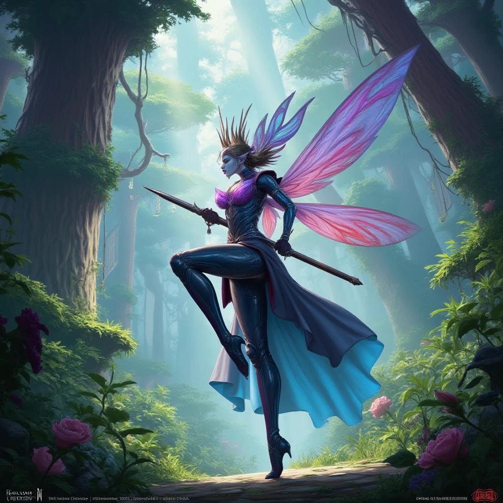 Adonna Khare super detailed, a beautiful realistic fairy with iridescent wings, art nouveau ornament, white background, in the style of illustrations inspired by folk art, mysterious, conceptual embroidery, Maori art, precisionist art, inlays, silver tones and jewelry --ar 2:4 --s 1000