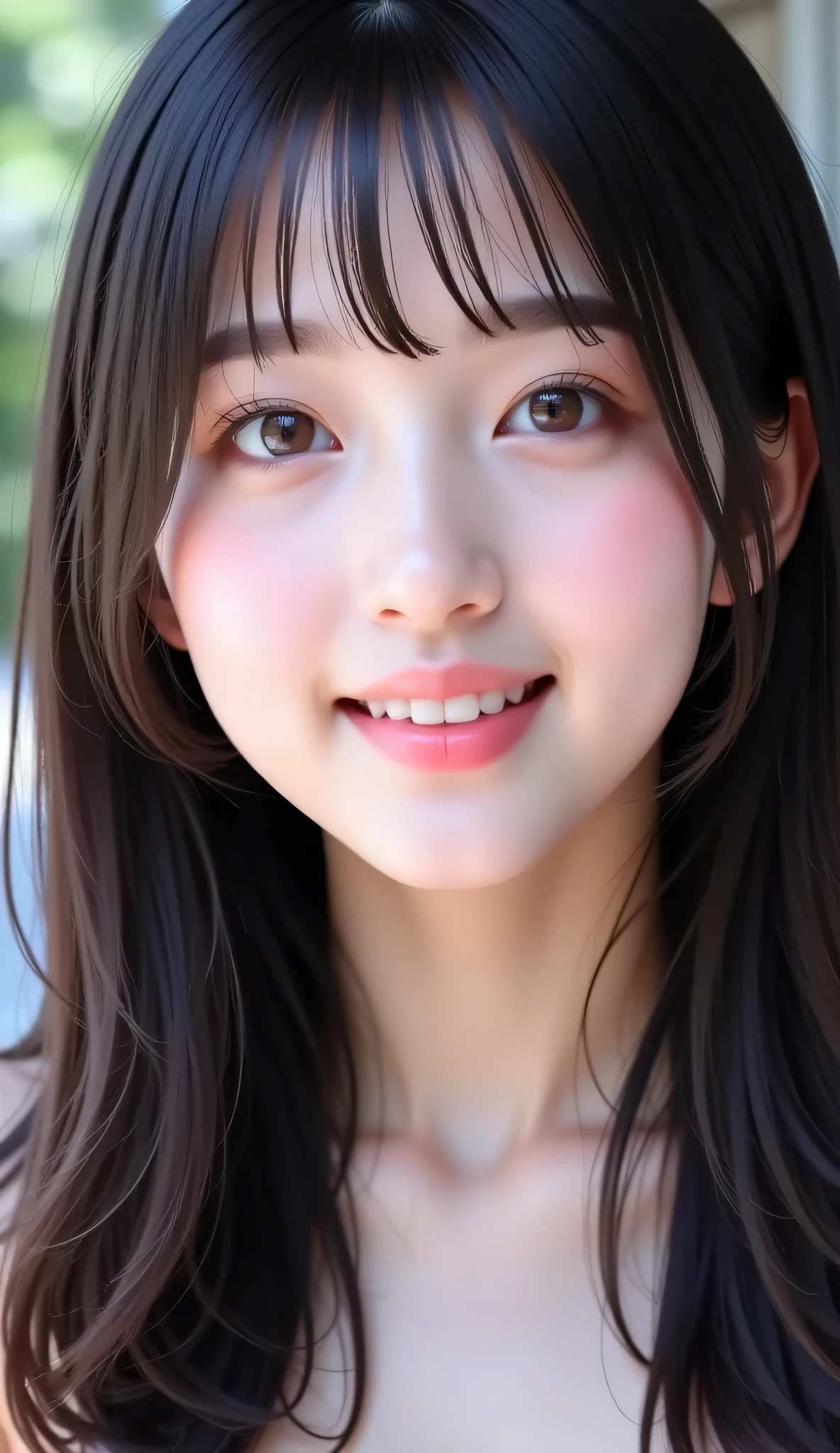 {{(High Quality Picture from the chest:1.4)}},(masterpiece:1.4),(Realistic for :1.4),(Realistic for :1.2),(超High Resolution, Original Picture  :1.4),(High Resolution, very detailed:1.2),(8k:1.2),{  Picture  },{Picture of a woman with dark hair  }{ONE GIRL:１８age],{Double Eyed Beautiful Girl：mascara：   teardrop bags：Long Lashes},Alone,{{ radiant beautiful skin：fair skin}},{{{(small breasts：Nipples)}},((Her upper body gets prickly:1.3)),,{ Her hairstyle is a princess cut:Bang},{{focus on her eyes}}