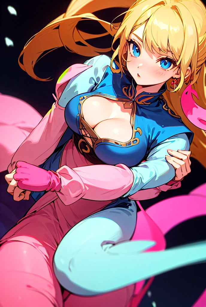 1womanl,Golden head hair,12year old ,((Impatient expression)),Beautiful breasts,(((Sexy magical girl tight suit and miniskirt)))()(((Blushing cheeks、Surprised look)),(((Braids))),((( portlate)))Frameless glasses,Blue eyes,(((Bangs are aligned)))((see -through))((Sexy magical girl tight suit and miniskirt))