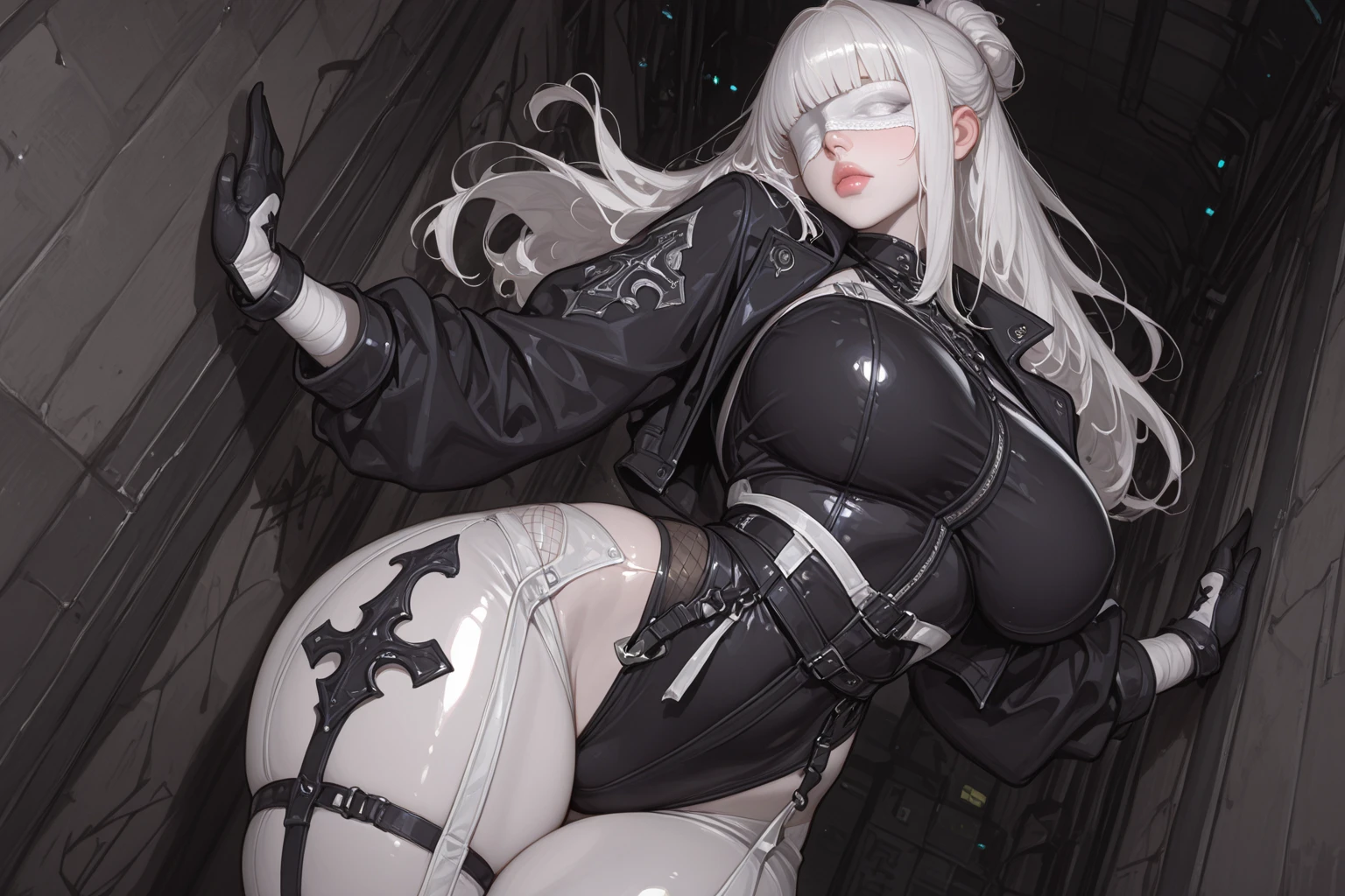Browsing Caution 、Big Breasts、Patent leather cupless bra、Erect nipples、(Breast milk production)、leather jacket、Leather pants、Pussy love juice、Love juice drips down my thighs、Ahegao、((An   pointing upwards is attached to the groin area.))、((A large amount of  from the ))