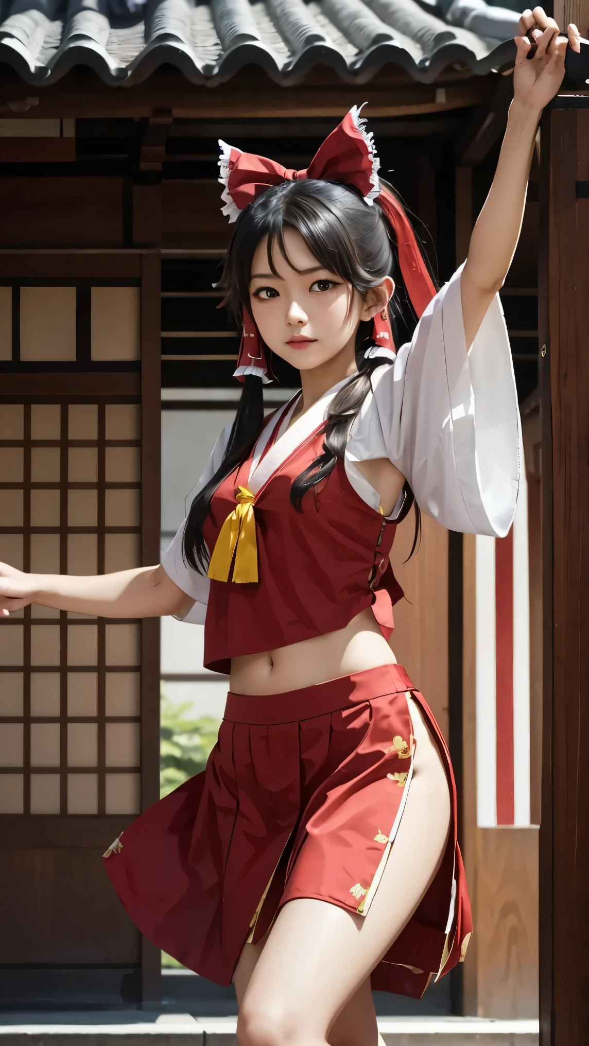 highdefinition picture、Hakurei Reimu dances in the costume of an old shrine maiden at the audition