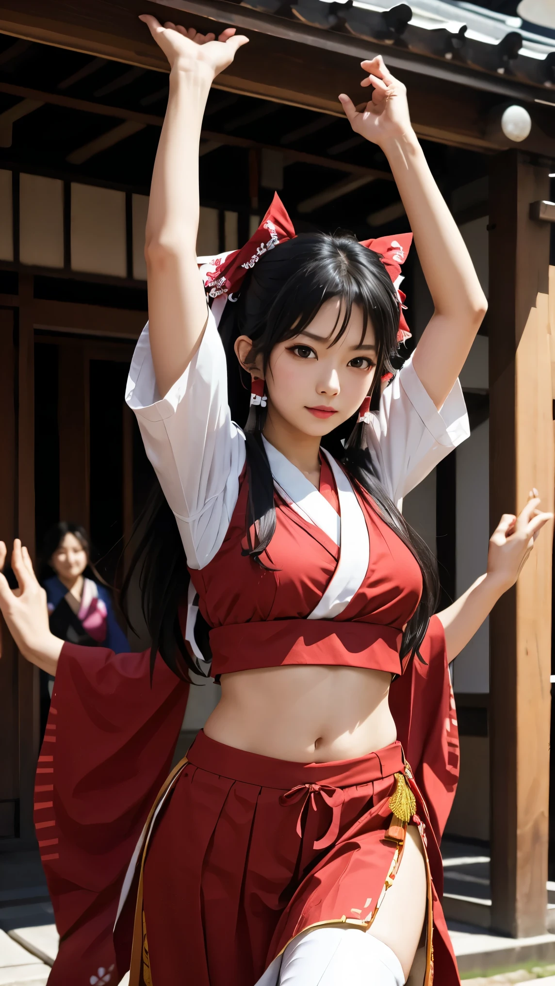highdefinition picture、Hakurei Reimu dances in the costume of an old shrine maiden at the audition