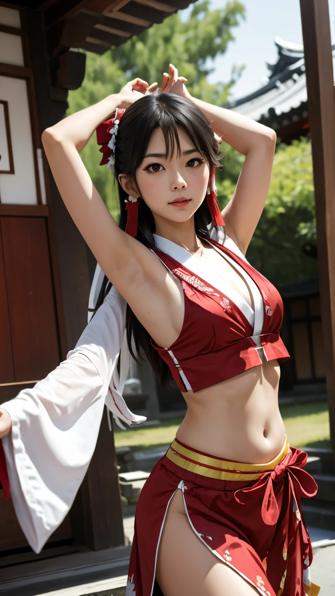 highdefinition picture、Hakurei Reimu dances in the costume of an old shrine maiden at the audition