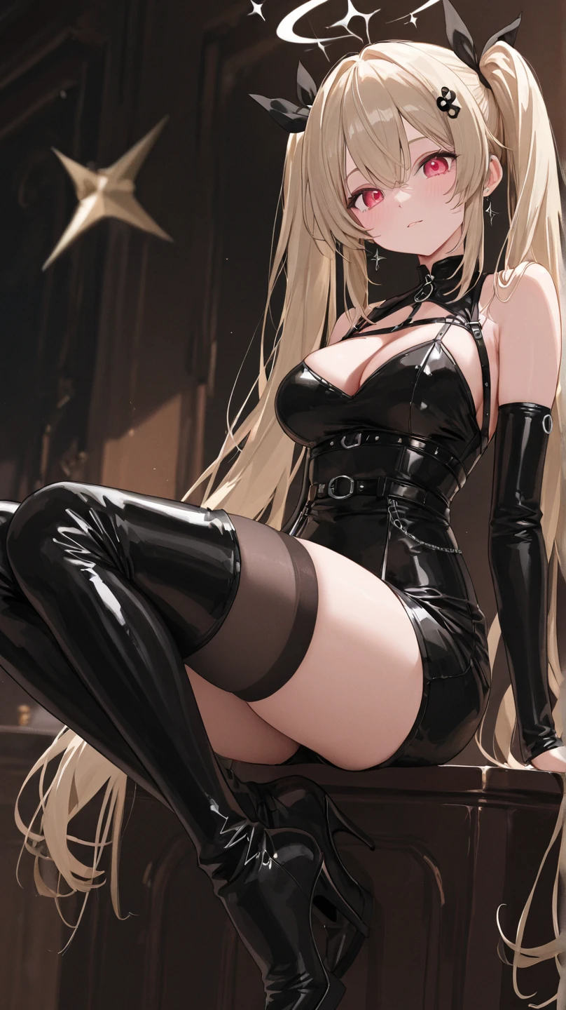 bdsm room, 1girl, solo, cameltoe, pointy ears, latex