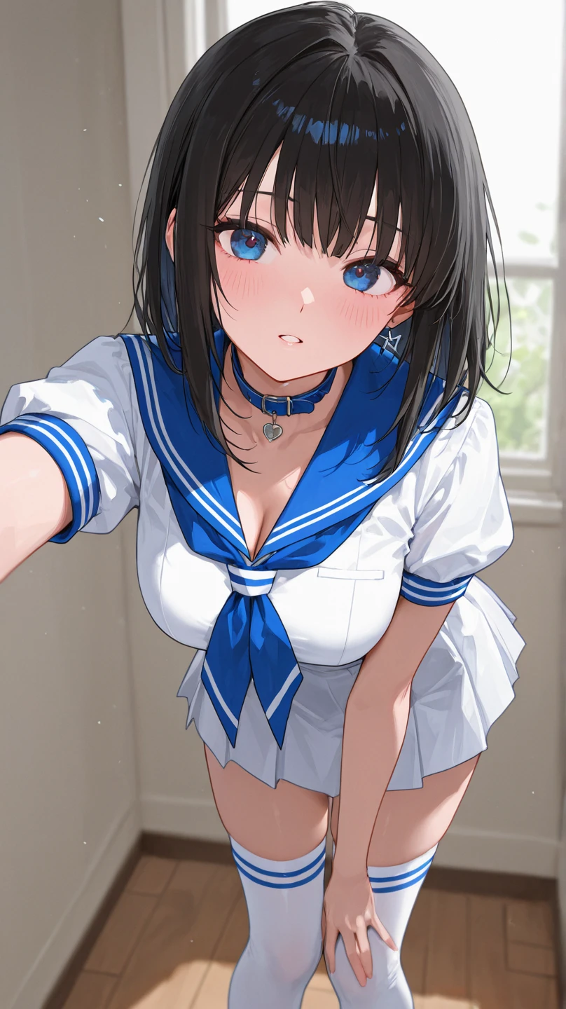 (best quality), (Super detailed), (Best Illustration), (????), (1woman), look at viewer, (white serafuku), (clothes lift), (1boy), (???), (???????), (back:1.2), (????? in ?????:1.2), (???:1.2), (show off ???????:1.2), (show off ???????:1.2), (?????????????), (embarrassed), nose blush, {brown hair, (bob cut:1.2), curly hair, hairs between eyes}, {(detailed eyes), twinkle(in the eyes), blue eyes}, (parted lips), sweat, (tears), steam, (girl trembling with ?????????????), bed