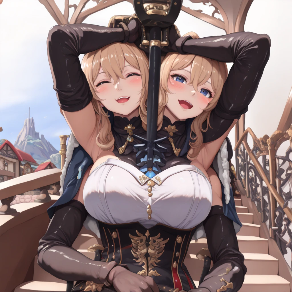 ((Highest quality、High resolution))、blonde、Two cosplay beauties invite you to ???、????????、((I'Iの???を見せてあげる))、??????????, Highest quality, Official Art, Very detailed, Perfect hands, Perfect Eyes,((????:1.5)),、((Ahe-faced woman:1.5)),((Woman inserting tentacles into her ?????))、((Woman sticking tentacles out of her:1.5)),((Blushing:1.5)),,((?????? piercing:1.5)),((????? spurting out of ?????)),((Massive ???????  by tentacles:1.5)),((Knee-high stockings)),((Small tattoo on ?????)),Pregnant women
