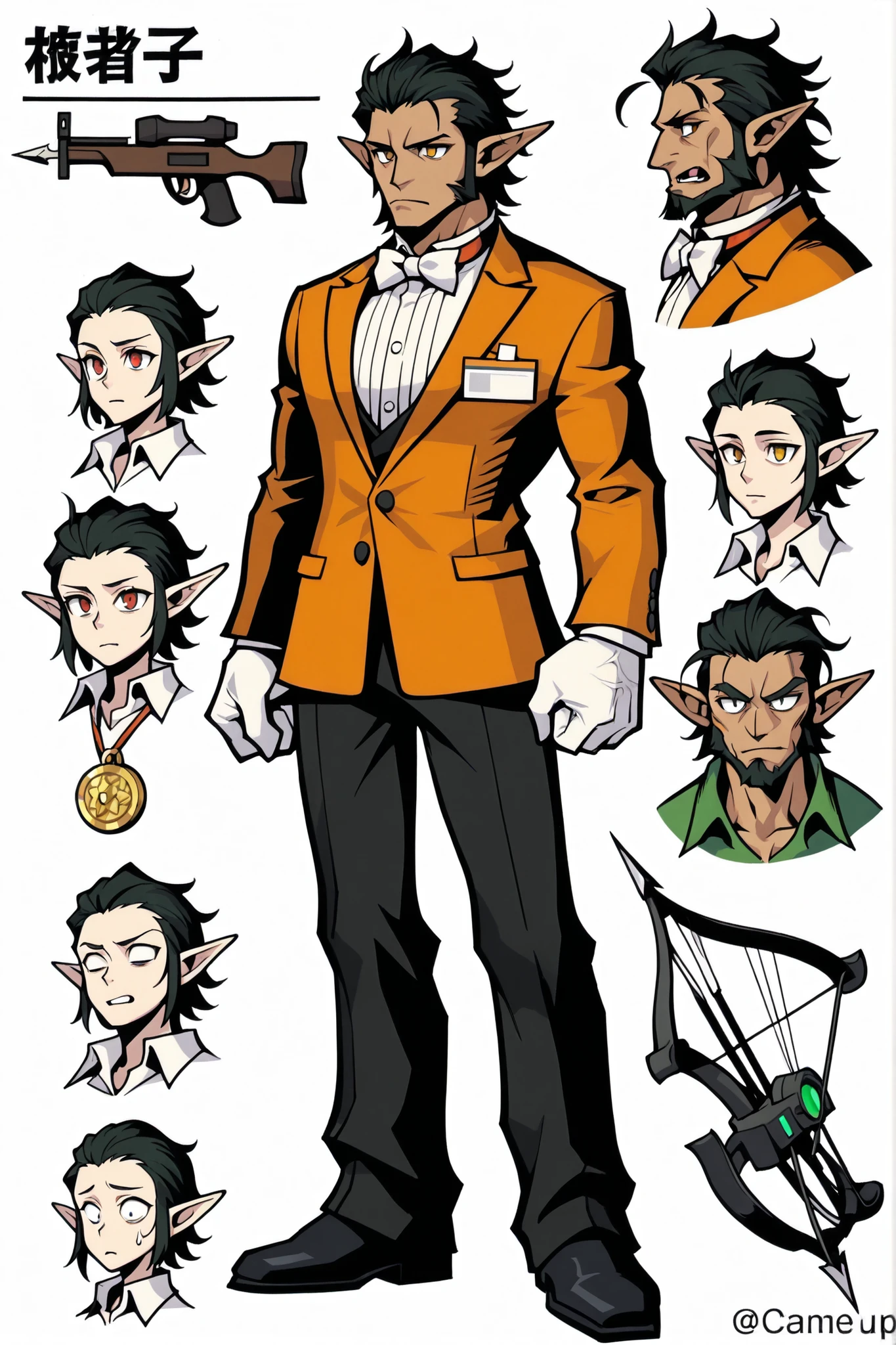 Experienced character reference sheet adoptable for office dark elves bestiary, masterpiece , modern day alternate universe, no background, full body, multiple views , best quality , masterpiece , character sheet , dungeon & dragons , visual novel , featured on Pinterest , dynamic. Office dark elves bestiary, the many various dark elf characters of an office building from the Netherworld. Fantasy world elves in business suits, hang around the water cooler, change printer ink, run daily office computer tasks in their Medieval themed cubicles! Office work, computers, reports, meetings. Quality, high quality, ultra high resolution, Exquisite Faces, manly men, hairy muscles, archery, forest themed cubicles, crossbow, arrows, bows, hunting wild boar, office hunters, null-ghost,Takemoto Arashi. Score_9_up ,Score_8_up ,Score_7_up ,Score_6_up, best quality, masterpiece, perfect hands, elves, 5 fingers, many corrupted wicked evil body types, office supplies, no markings, no watermark, masterpiece, best quality, high details, perfect eyes, award winning, highres, HD, 16k. Some magic, enchanted special effects, highly detailed face, no defects, no watermarks, perfect eyes.