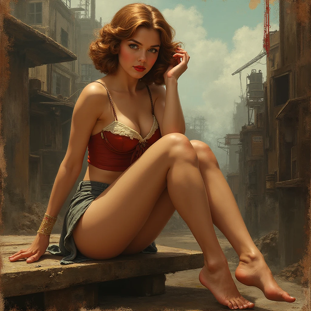 
 3d,pin up Posters style,drawing,drawing,detailed and meticulous drawing,,, lots of embellishments and lace
3d,pin up Posters style,drawing,drawing,detailed and meticulous drawing,, lots of embellishments and lace
Silas, the wandering Merchant:

Former Status: An itinerant trader known for his shrewd business acumen and ability to haggle the best prices.
Transformation Moment: As Silas enters through the city gates, his cart laden with goods, he is overwhelmed by a wave of shimmering, pink energy. His rugged features soften, his clothes become tighter and more revealing. A sudden desire to flaunt his wares transforms into a desire to flaunt himself.
Pose: Standing proudly in front of his cart, now adorned with pink tassels and glitter. He strikes a  pose, one hand confidently resting on his hip, as he gazes at his reflection in a polished mirror attached to the side of his wagon. A new name, "Candy," is emblazoned across the front of his (her) tight leather jacket, glittering in the sunlight.