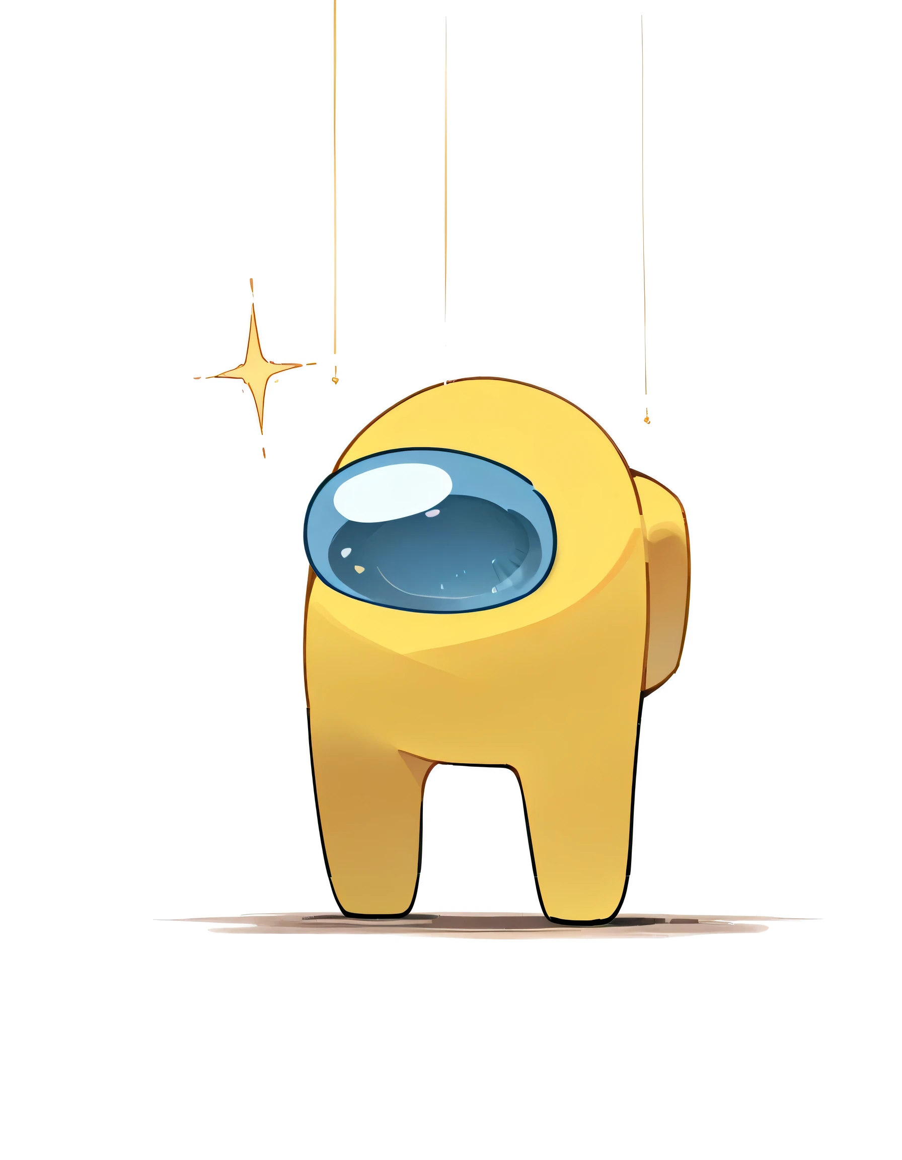 front view,(dynamic model pose),look up,yellow crewmate (among us), no humans, full body,white background,