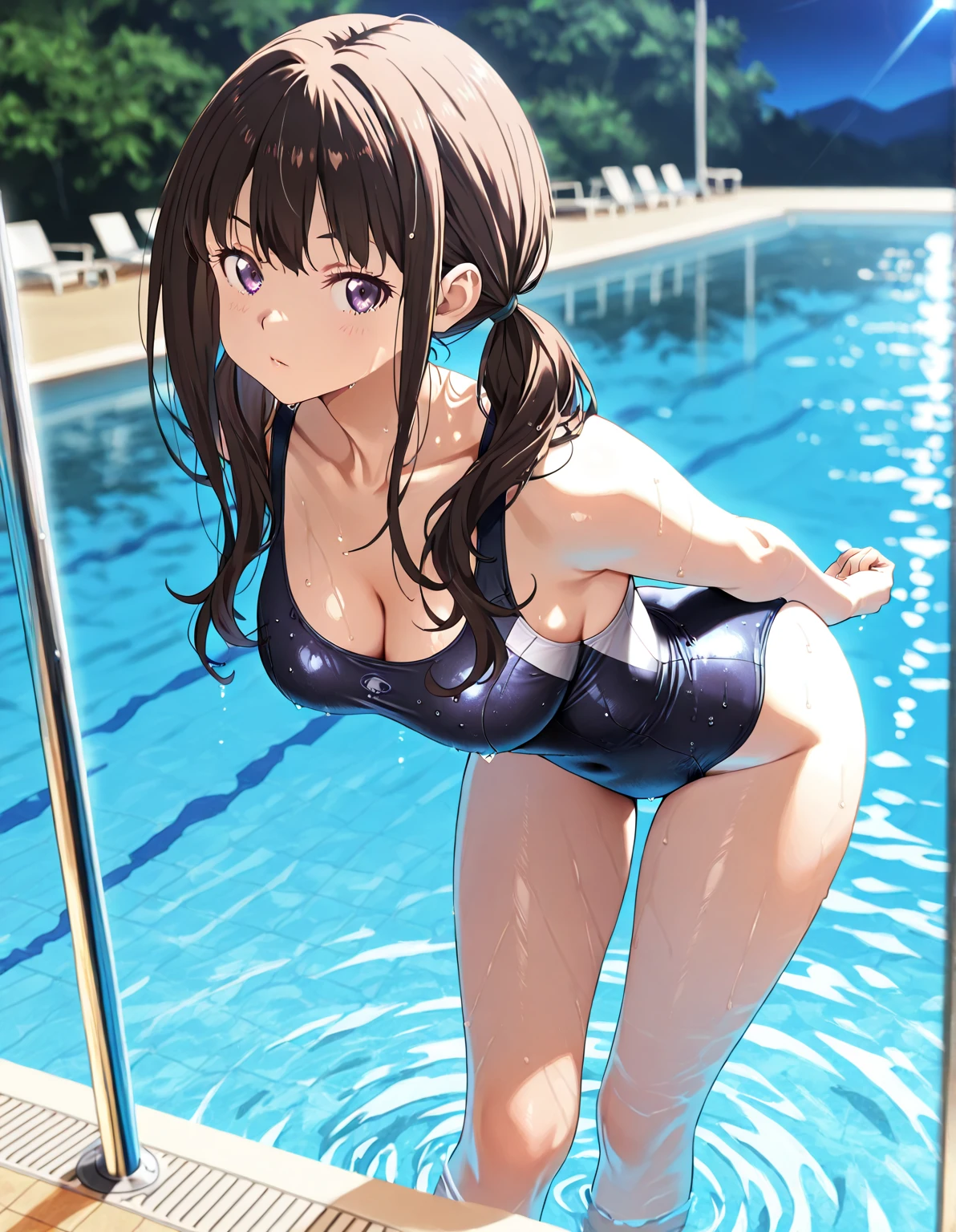 Nikan yuuki, (((night pool, poolside))), front view, brown hair, brown eyes, small ???????, {{{trembling}}}, (torn clothes), ??????????, show off ?????, disdain, contemptuous, disgust, scared, cry, skyporn, ?????? Tweaking, ??????, perfect ???????, puffy niples, ??????? through, ((best quality)), spread ?????, ?????? fluid, ???????????, drooling, ????? skin, ???? ???????, school swimsuit, ???? ?????