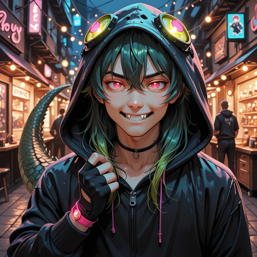 HDR, 8K, high contrast, masterpiece, best quality, amazing quality, very aesthetic, superabsurd res, high resolution, ultra-detailed, absurdres, newest, scenery, (horikoshi kouhei:0.3), (quasarcake:0.3), (wlop:0.3), light rays, chiaroscuro, dynamic angle, foreshortening, close up, solo, upper body, brokie-shteppi, 1girl, green eyes, sanpaku, blonde hair, brown hair, two-tone hair, split-color hair, (multicolored hair), hair between eyes, sharp teeth, green tongue, tongue out, pink beanie, animal hat, piercing, t-shirt, black nail polish, wrist scrunchie, cigarette in mouth, open mouth, double middle finger, shop, vending machine, bokeh, fog, glowing, backlighting, partially illuminated, Intricately designed, Mysterious Shadows, BREAK, photorealistic, beautiful detailed eyes, detailed skin, detailed hair, volumetric lighting, dappled light, light particles, dramatic shadows, cinematic lighting, photo background, depth of field, <lora:ponyxl\cfg_scale_boost:0.8> <lora:IL\KMS_Brokie-Shteppi_IL-000007:1>