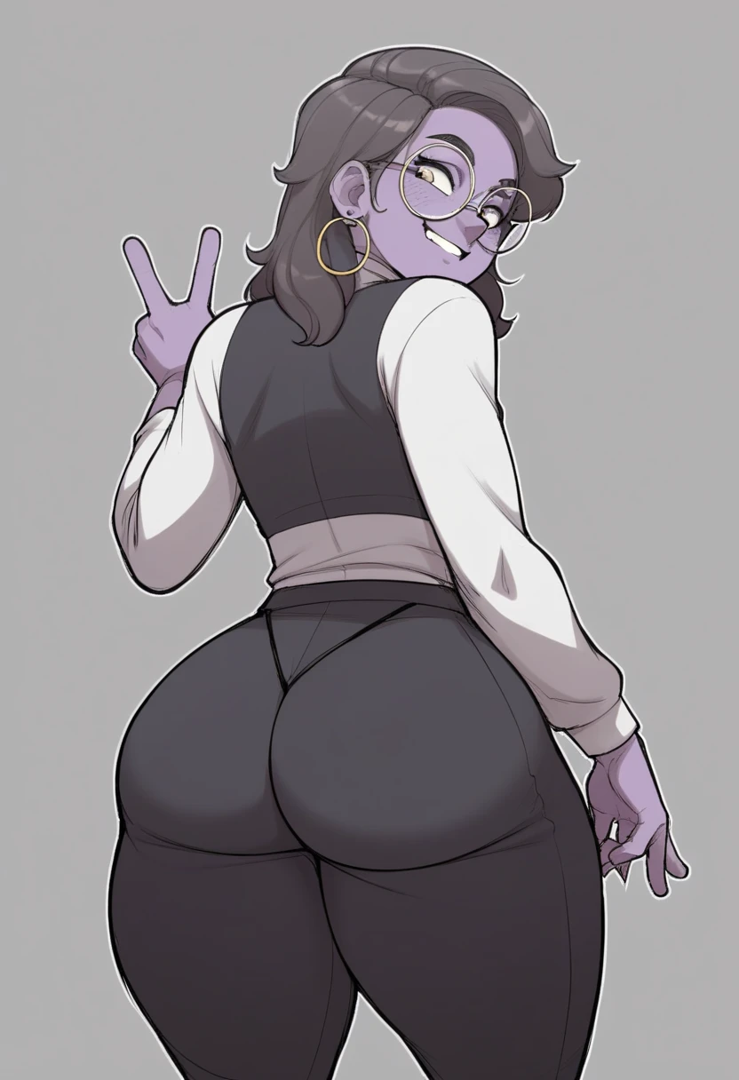 score_9, score_8_up, score_7_up, 1girl, dark skin, dark-skinned female, black hair, afro, tied hair, ahoge, mole under eye, jewelry, , narrow waist, wide , looking at viewer, completely , tongue out, middle finger, highres, high quality, masterpiece, <lora:Stacy-Anne_Fletcher:1>