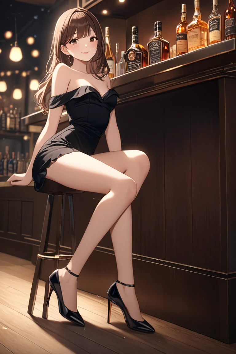 ((Best Quality)), ((masterpiece)), (detailed), 1 girl, with yellow evening dress, green eyes, red pigtails hair, 21 years, , wide hip,sitting, crossed legs, neckline,((Whole body)),((left profile view))