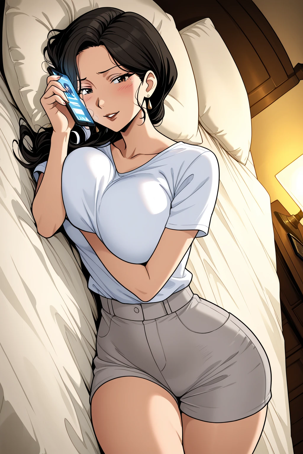 1 girl，Married women，solo，black hair，long hair，braided bun，dress，white socks，white socks，naked leg，bare shoulders​，Lying down position，mythical beast，thigh，looki at viewer，expression，precure，Nikon，masterpiece，masterpiece，8k，，bright sunshine，oily skin