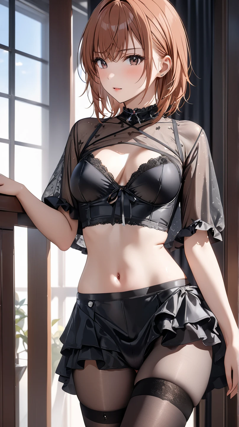 a woman  in long sheer skirt, gr3ysh33r very sensual posing